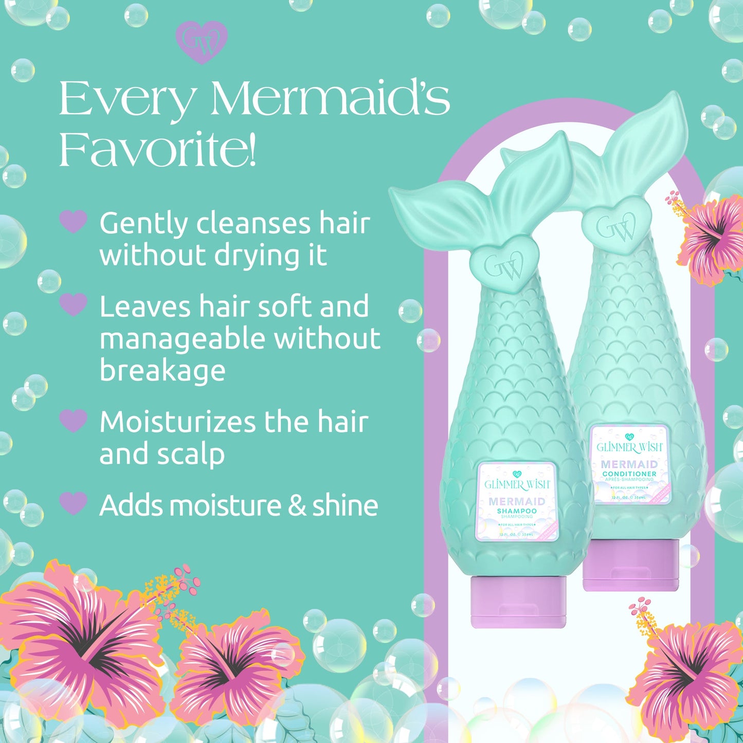 Mermaid Hair Care Duo with Shampoo and Conditioner Glimmer Wish
