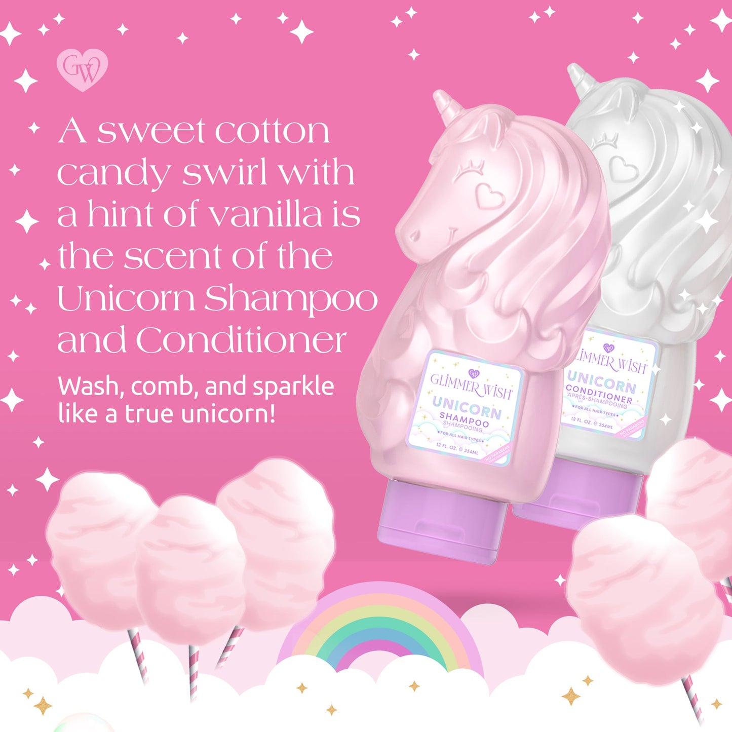 Unicorn Hair Care Duo Glimmer Wish Shampoo and Conditioner