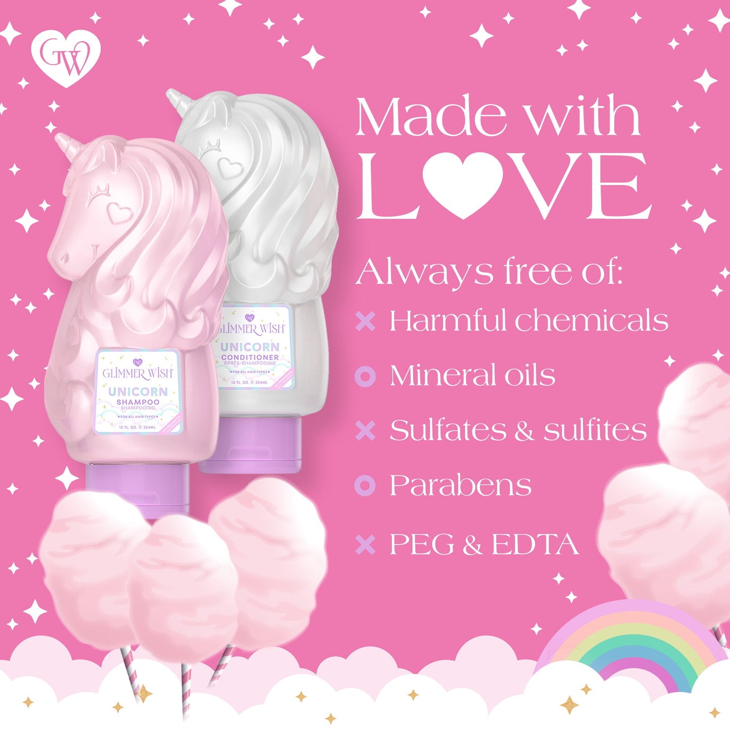 Unicorn Hair Care Duo Glimmer Wish Shampoo and Conditioner
