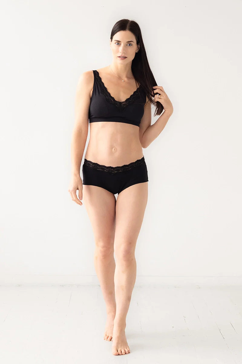 Salua Cotton Bralette with Lace Edge
