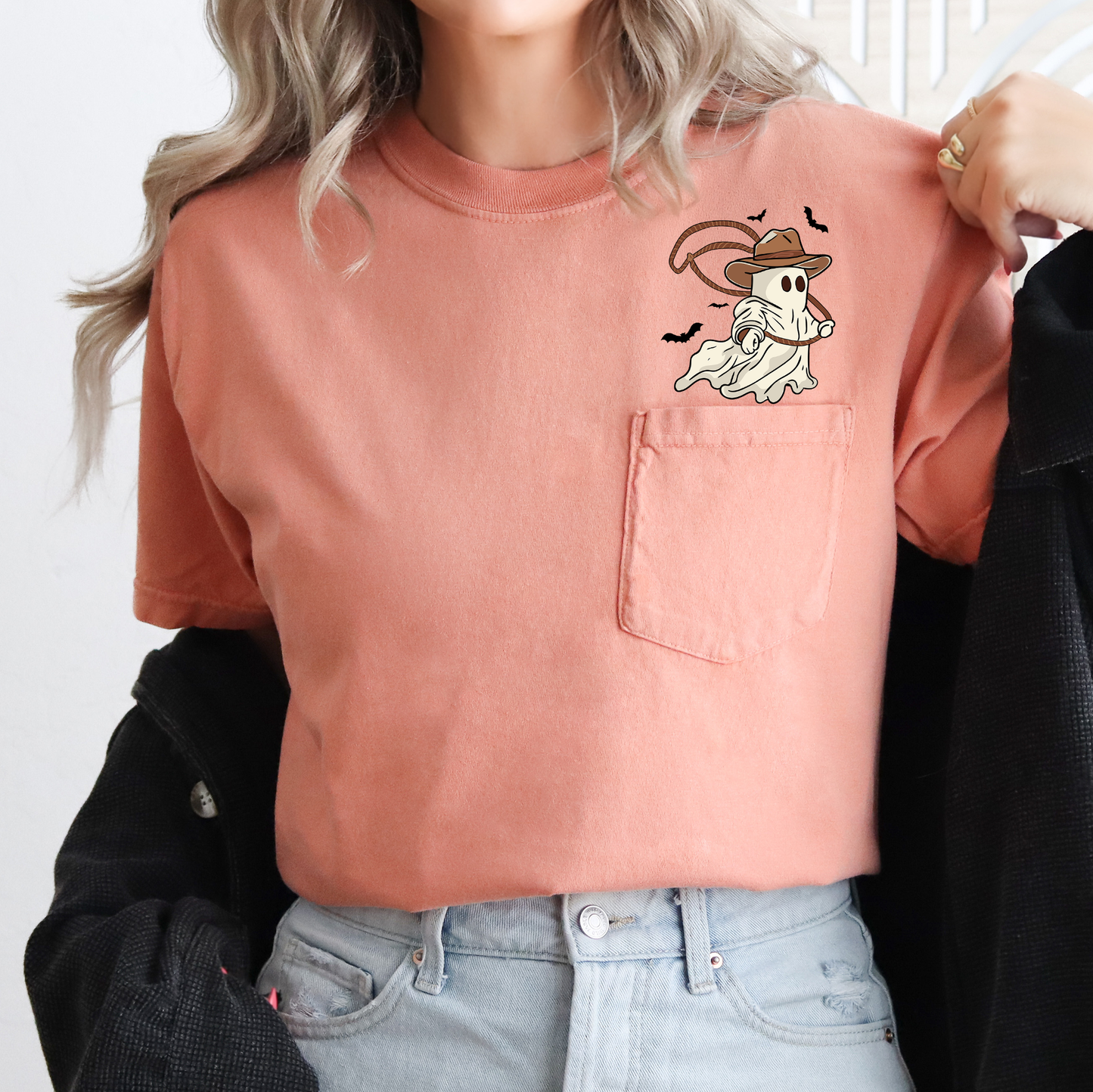 Cowboy Ghost Lasso Pocket Comfort Colors T-Shirt Refinery Number One