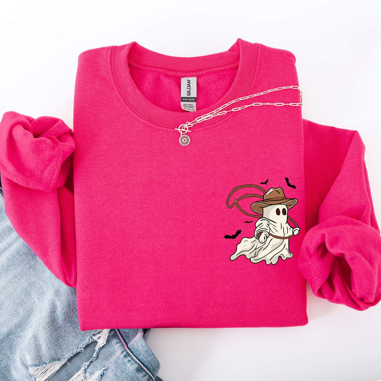Cowboy Ghost Lasso Cute Pocket Sweatshirt Western Country