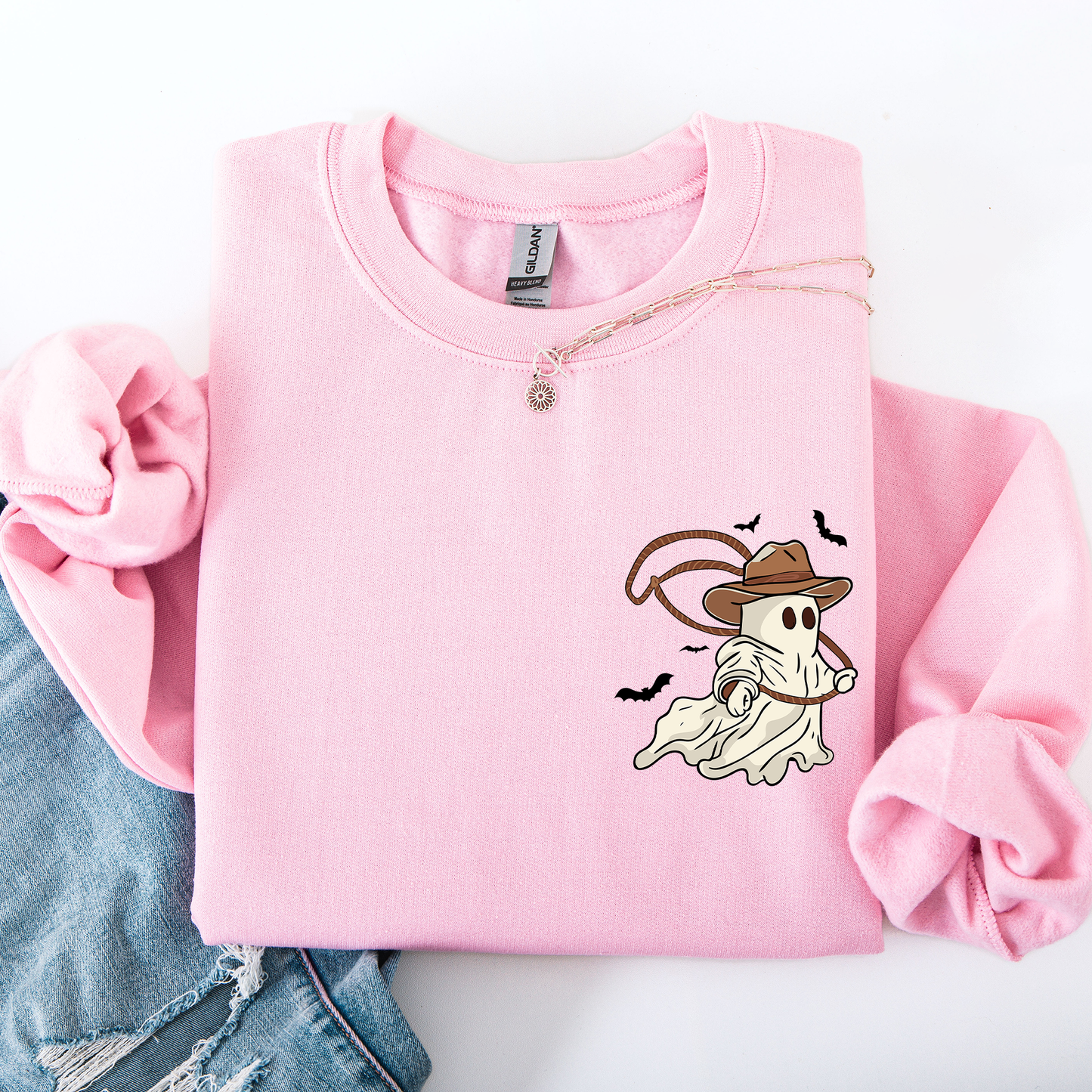 Cowboy Ghost Lasso Cute Pocket Sweatshirt Western Country
