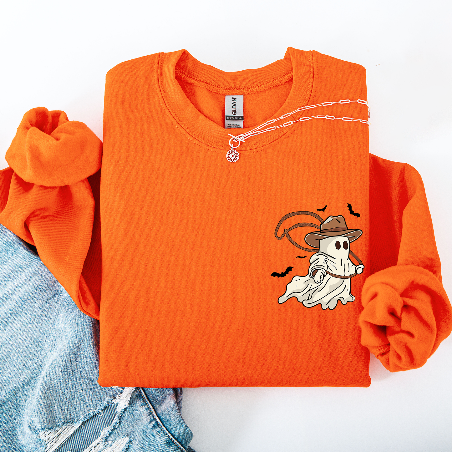 Cowboy Ghost Lasso Cute Pocket Sweatshirt Western Country