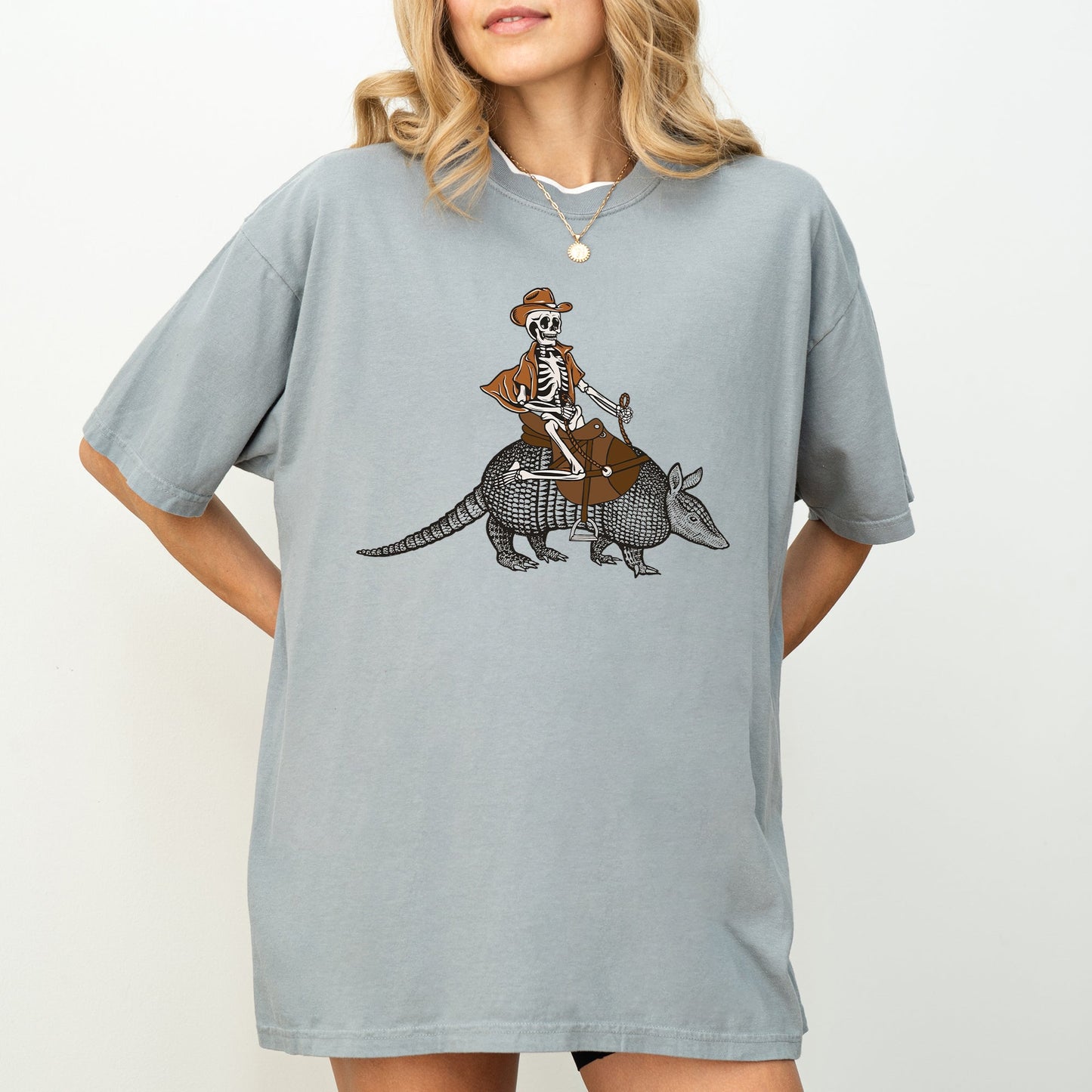 Cowboy Skeleton Armadillo Halloween Shirt Comfort Colors T-Shirt