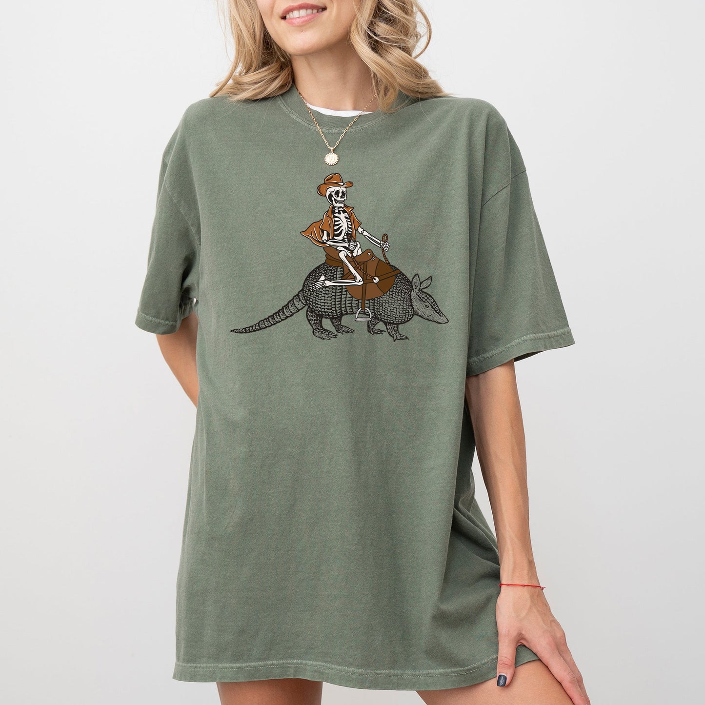 Cowboy Skeleton Armadillo Halloween Shirt Comfort Colors T-Shirt