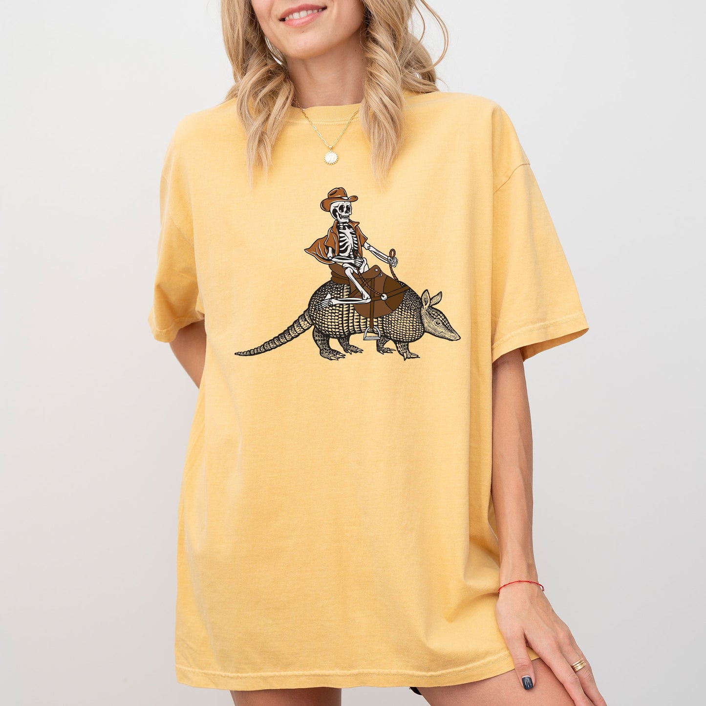 Cowboy Skeleton Armadillo Halloween Shirt Comfort Colors T-Shirt