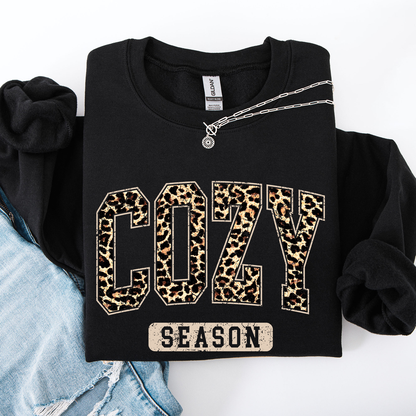 Leopard Print Cozy Season Fall Sweatshirt Refinery Number One
