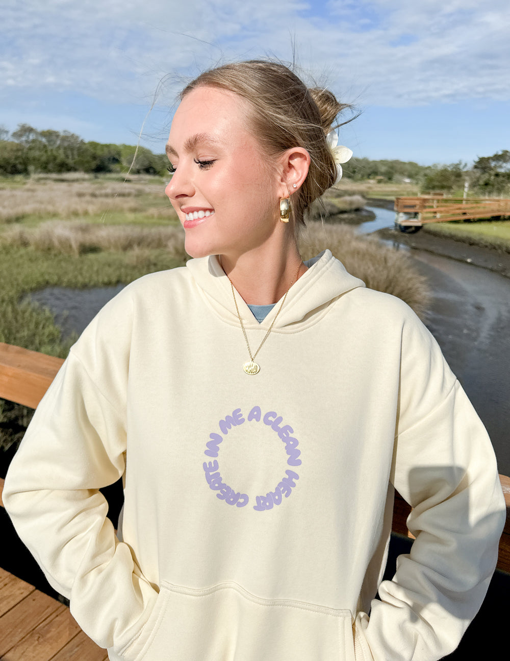 Clean Heart Ivory Unisex Hoodie Create in Me