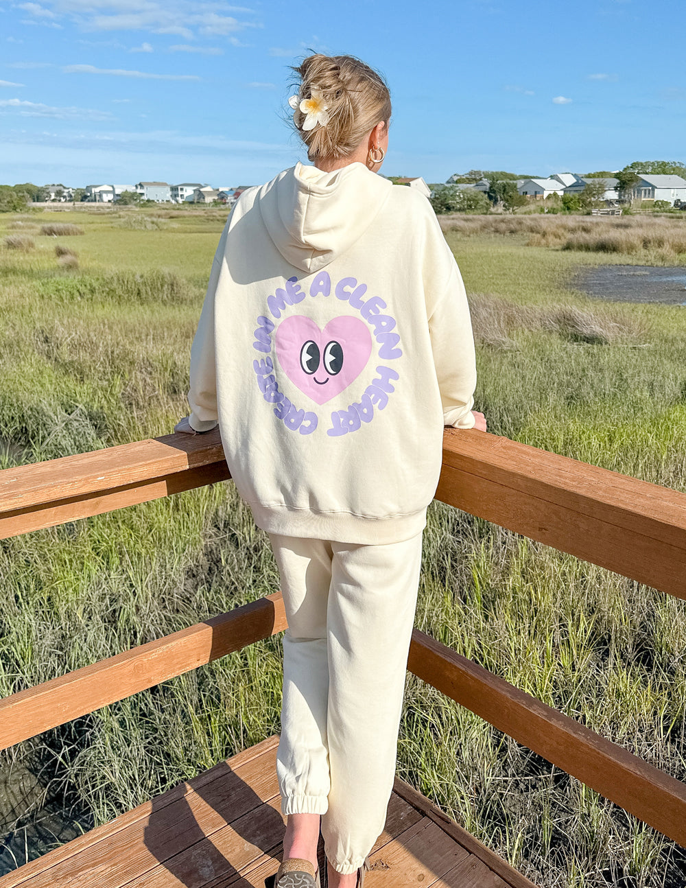 Clean Heart Ivory Unisex Hoodie Create in Me