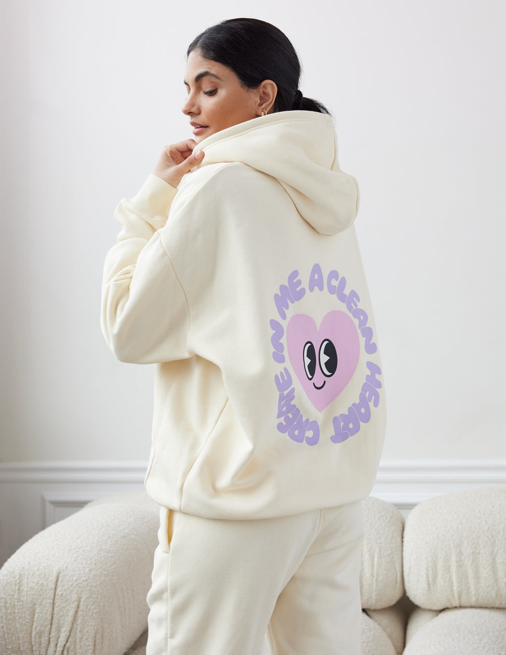 Clean Heart Ivory Unisex Hoodie Create in Me
