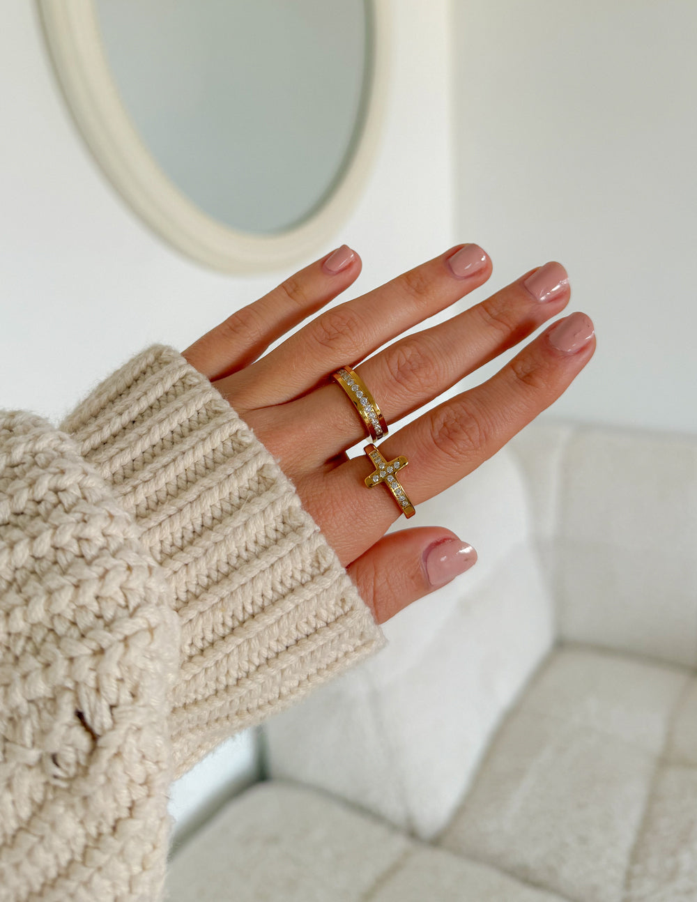 Cross Eternity Gem Ring Set Jewelry