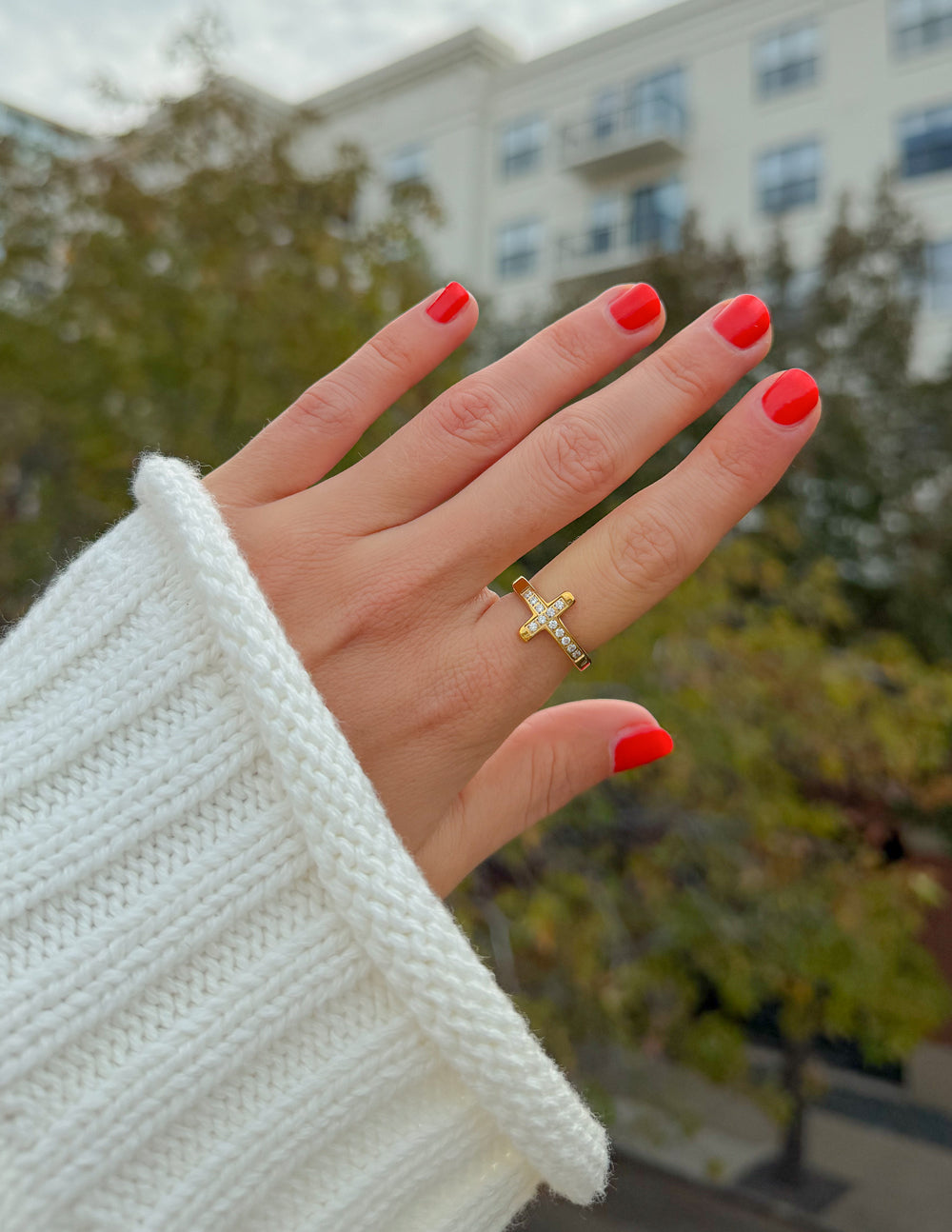 Cross Eternity Gem Ring Set Jewelry