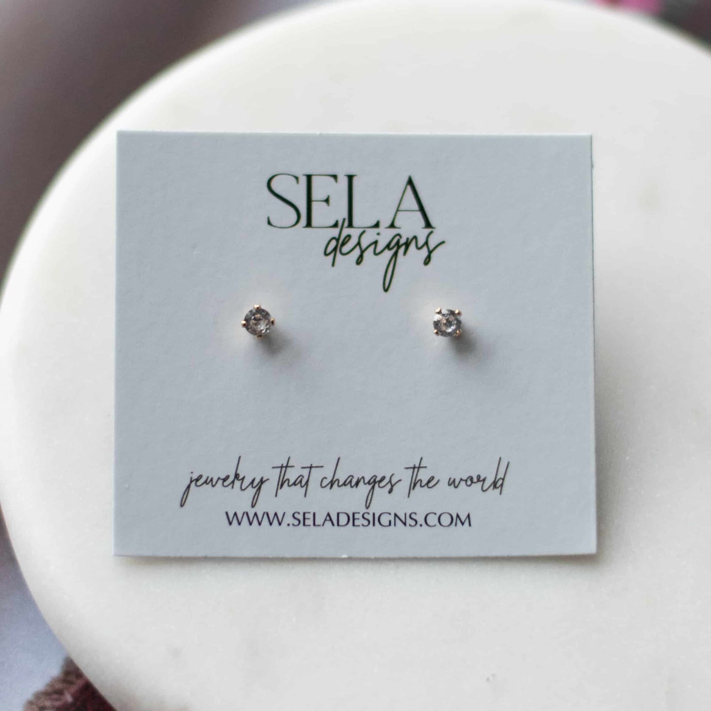 Crystal Stud Earrings 14K Gold Filled Sela Designs