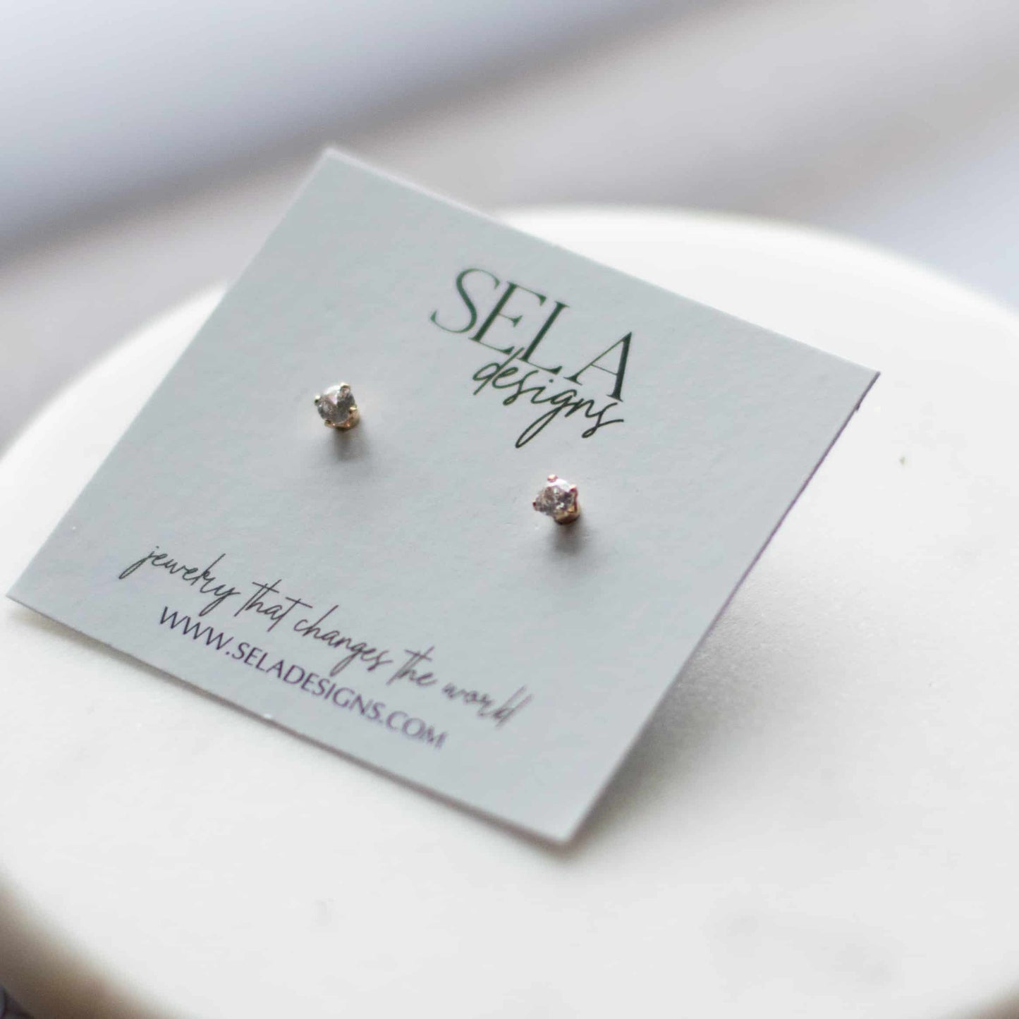Crystal Stud Earrings 14K Gold Filled Sela Designs