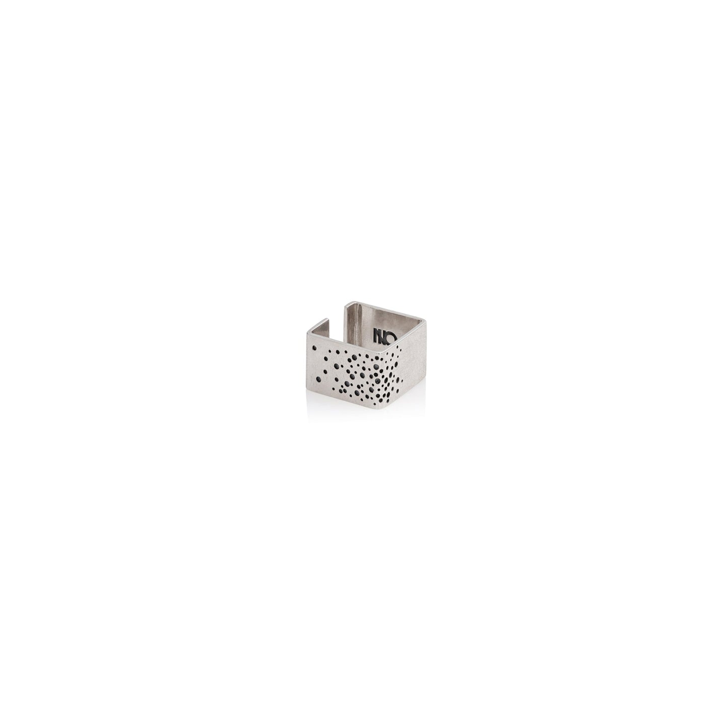Sterling Silver Perforated Cube Ring Cubo