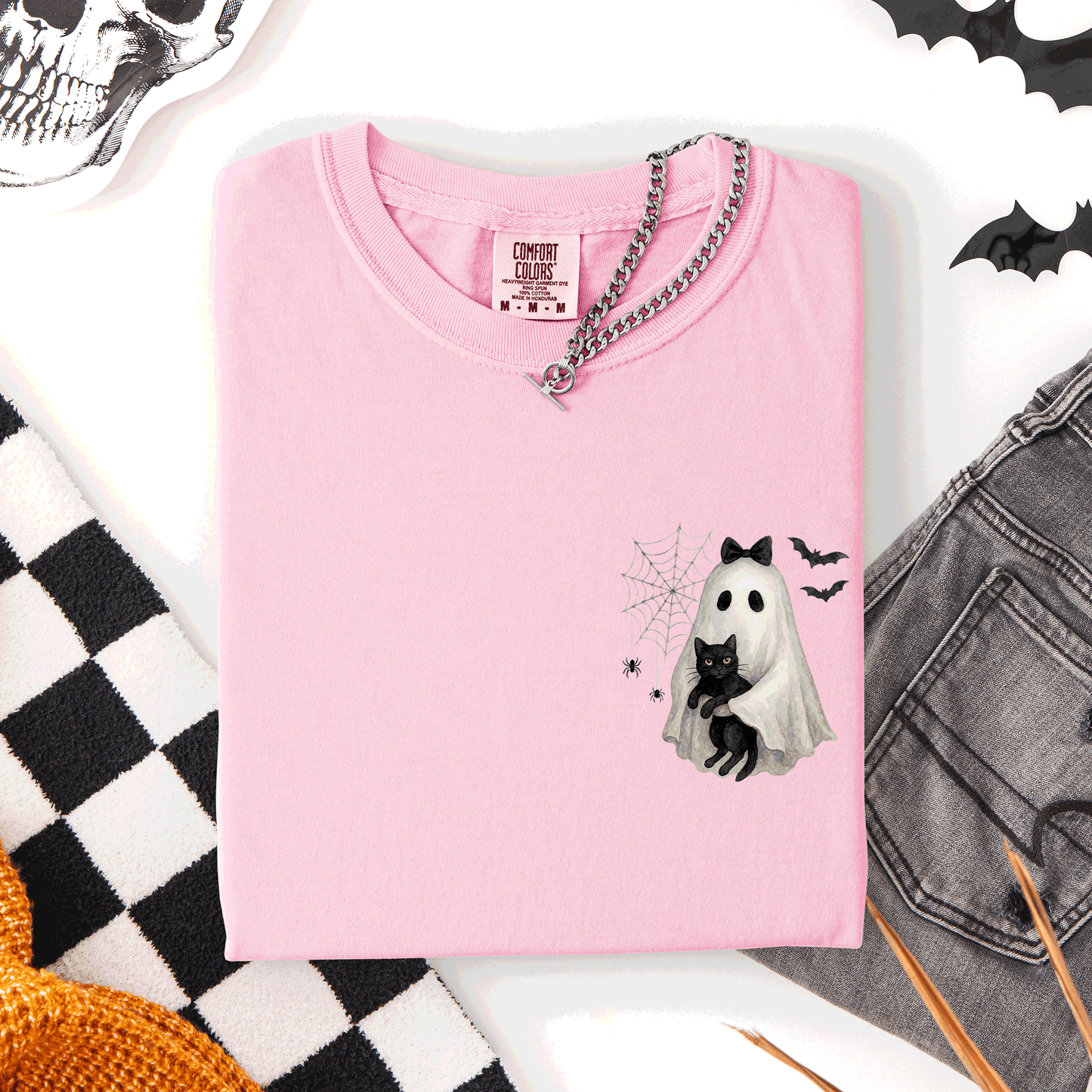 Cute Ghost Black Cat Pocket Comfort Colors T-Shirt Refinery Number One