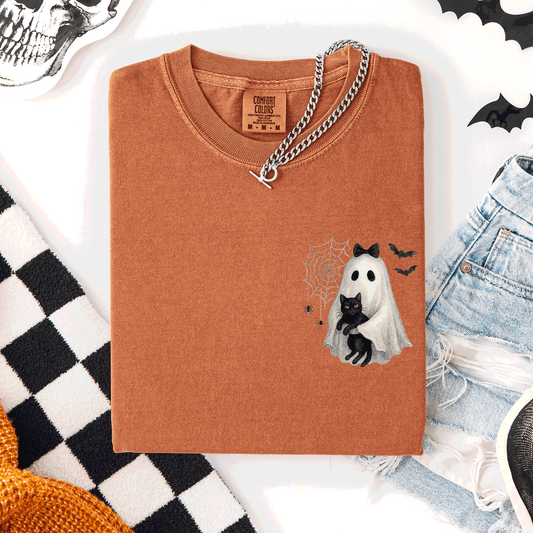 Cute Ghost Black Cat Pocket Comfort Colors T-Shirt Refinery Number One