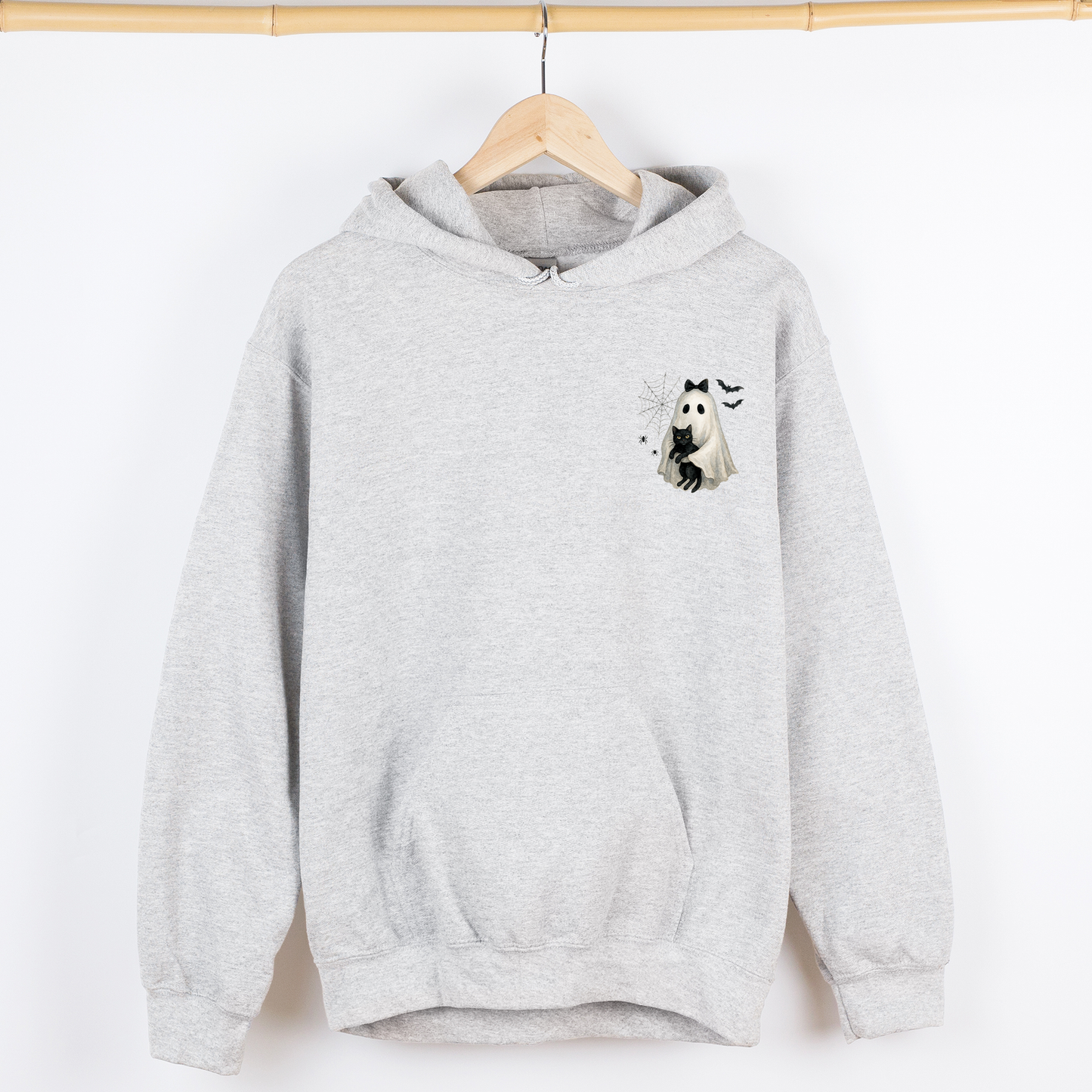 Cute Ghost Black Cat Pocket Hoodie Hooded Sweatshirt Refinery Number One