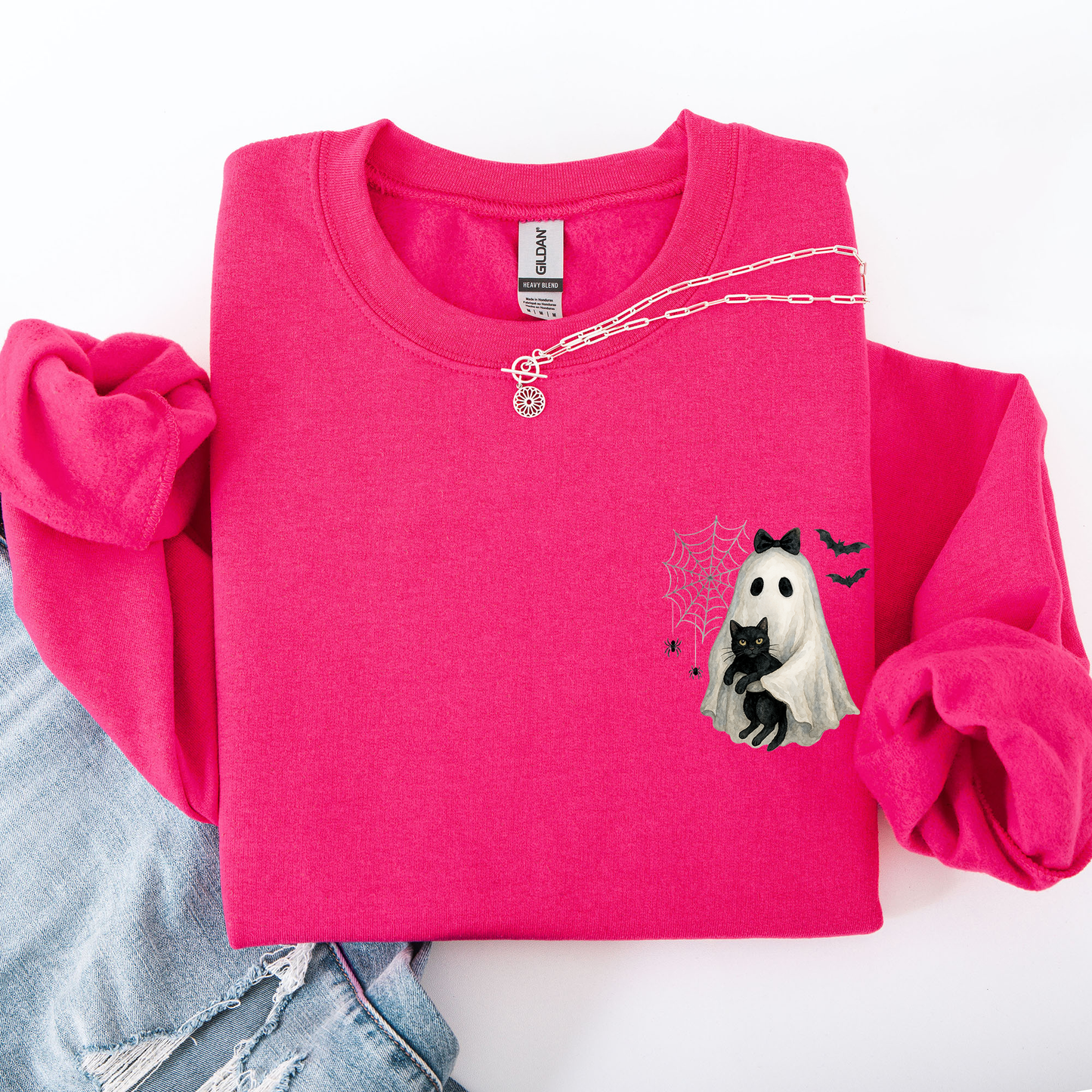 Cute Ghost Black Cat Pocket Sweatshirt Halloween Coquette Refinery Number One