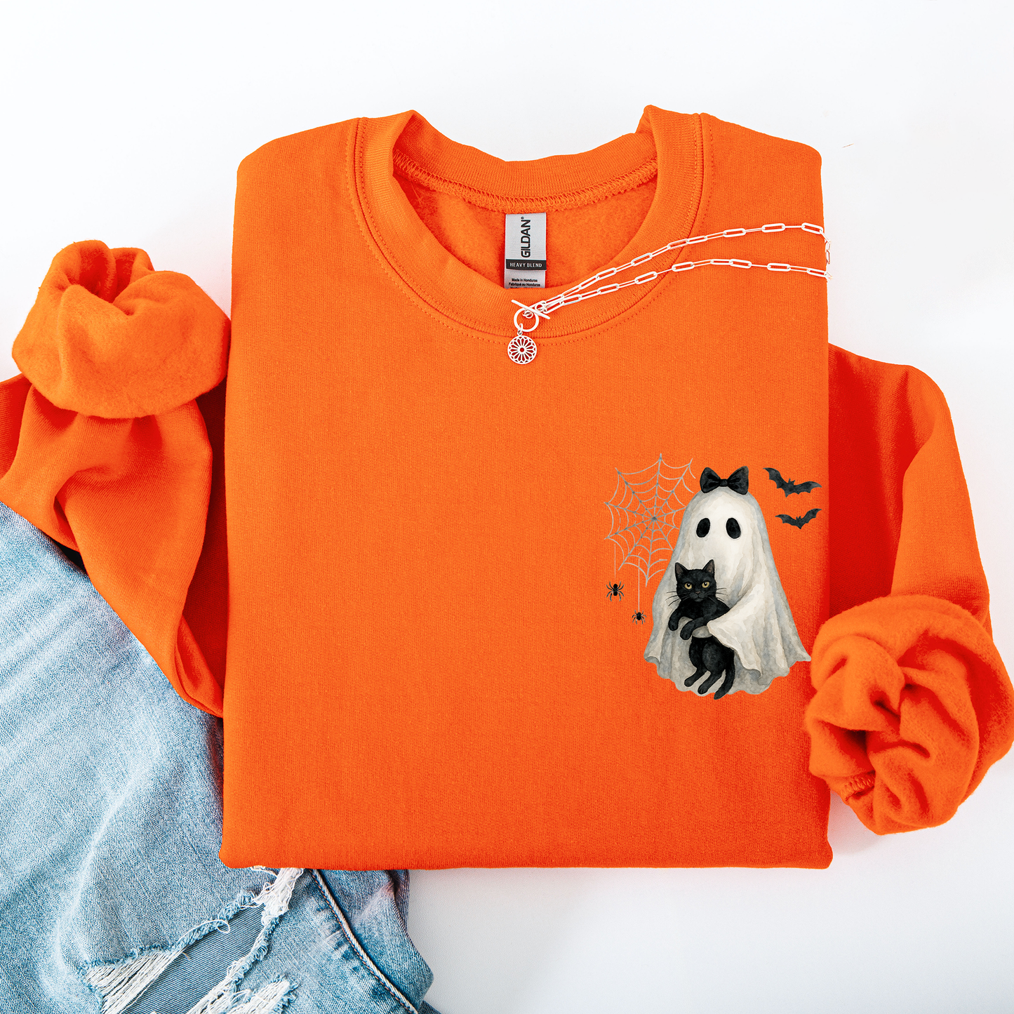 Cute Ghost Black Cat Pocket Sweatshirt Halloween Coquette Refinery Number One