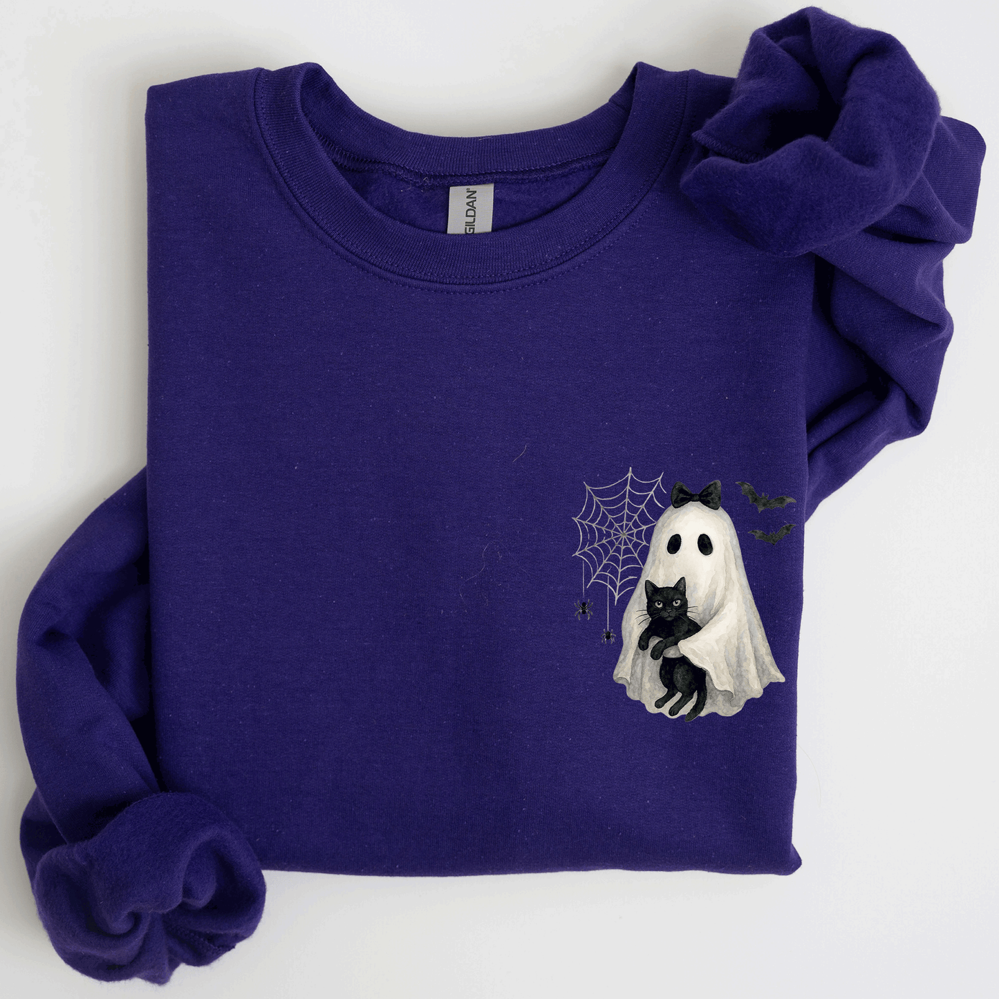 Cute Ghost Black Cat Pocket Sweatshirt Halloween Coquette Refinery Number One