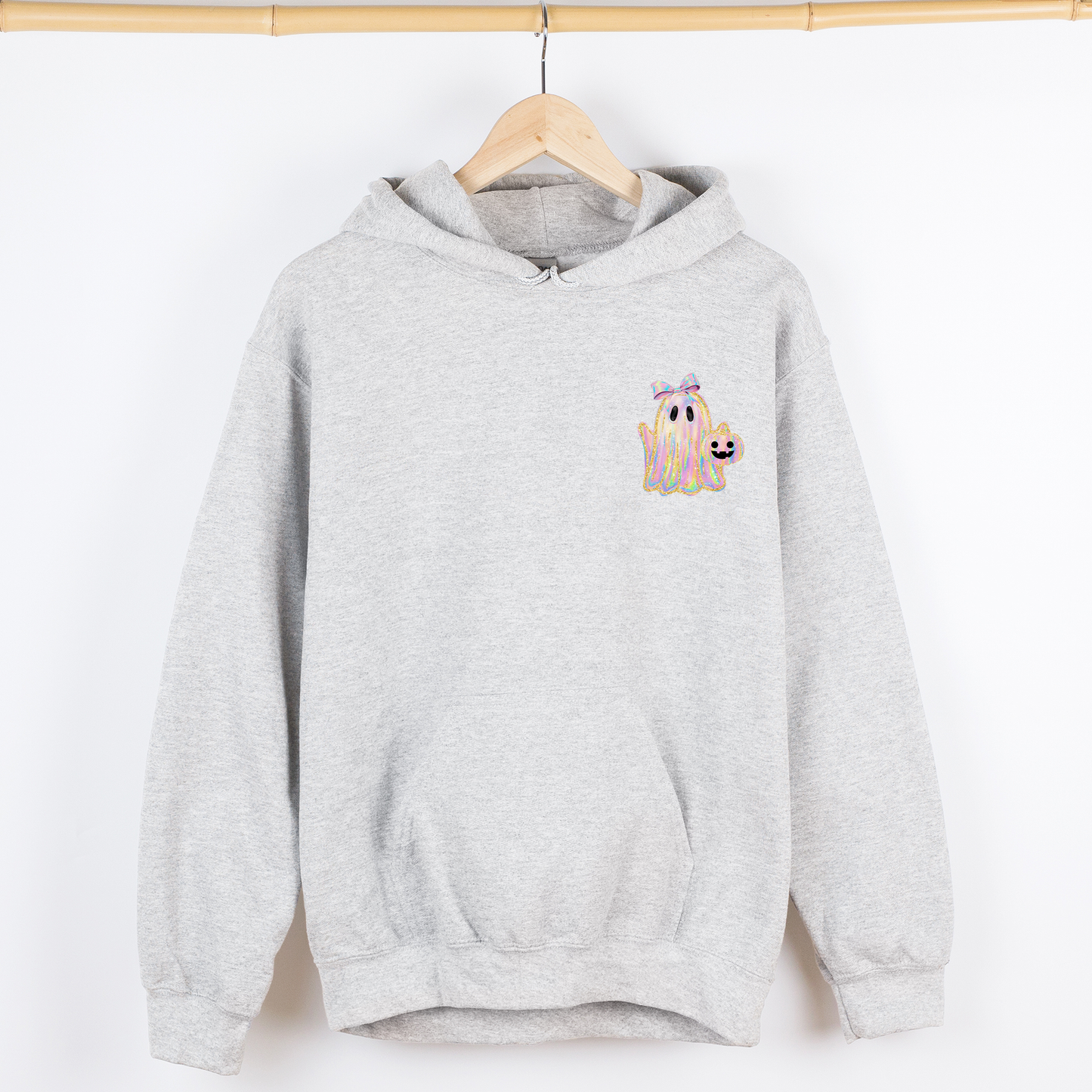 Cute Ghost Faux Glitter Pocket Hoodie Hooded Sweatshirt Refinery Number One
