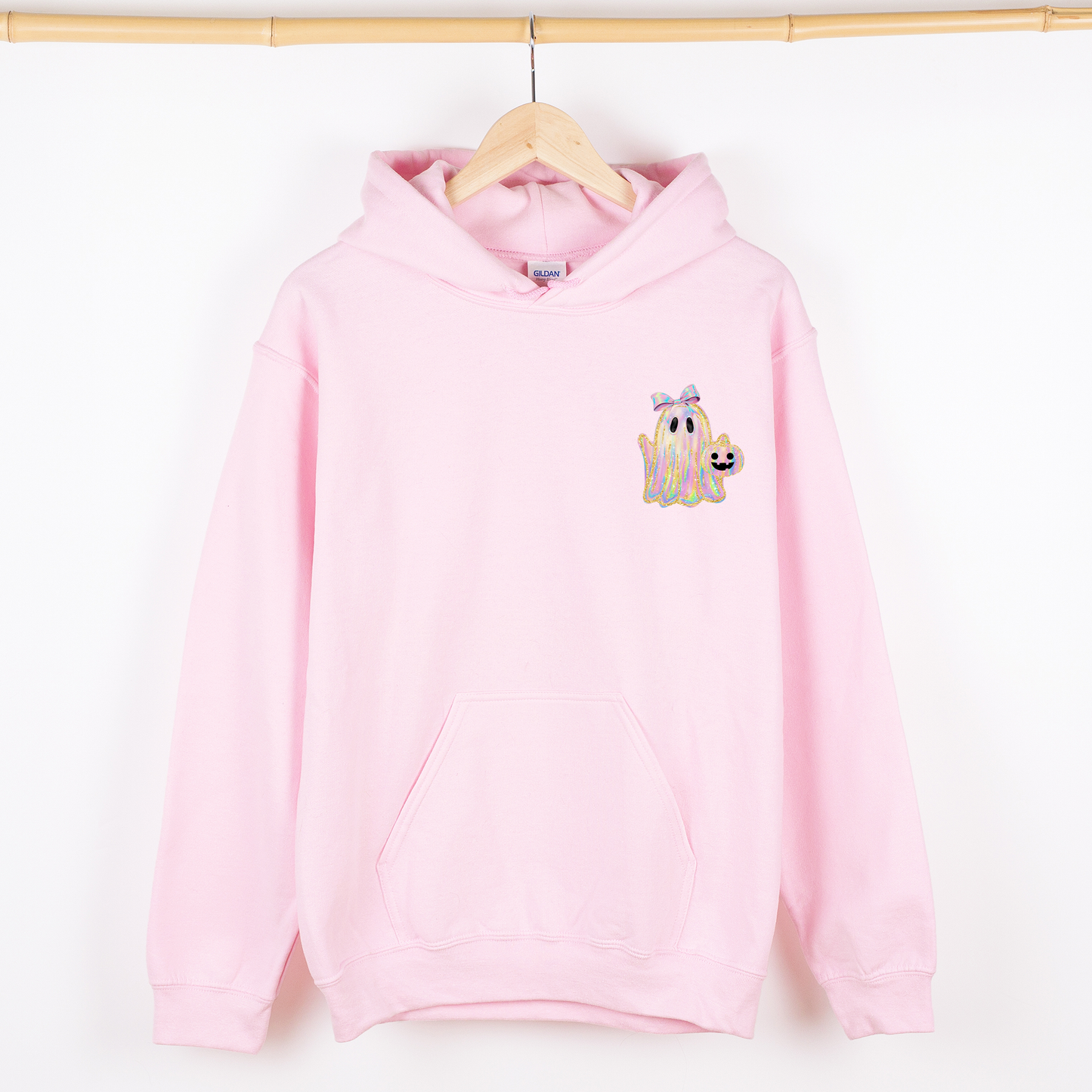 Cute Ghost Faux Glitter Pocket Hoodie Hooded Sweatshirt Refinery Number One