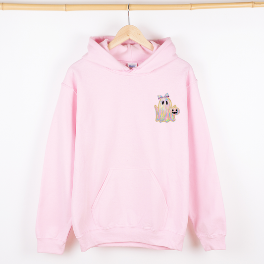 Cute Ghost Faux Glitter Pocket Hoodie Hooded Sweatshirt Refinery Number One