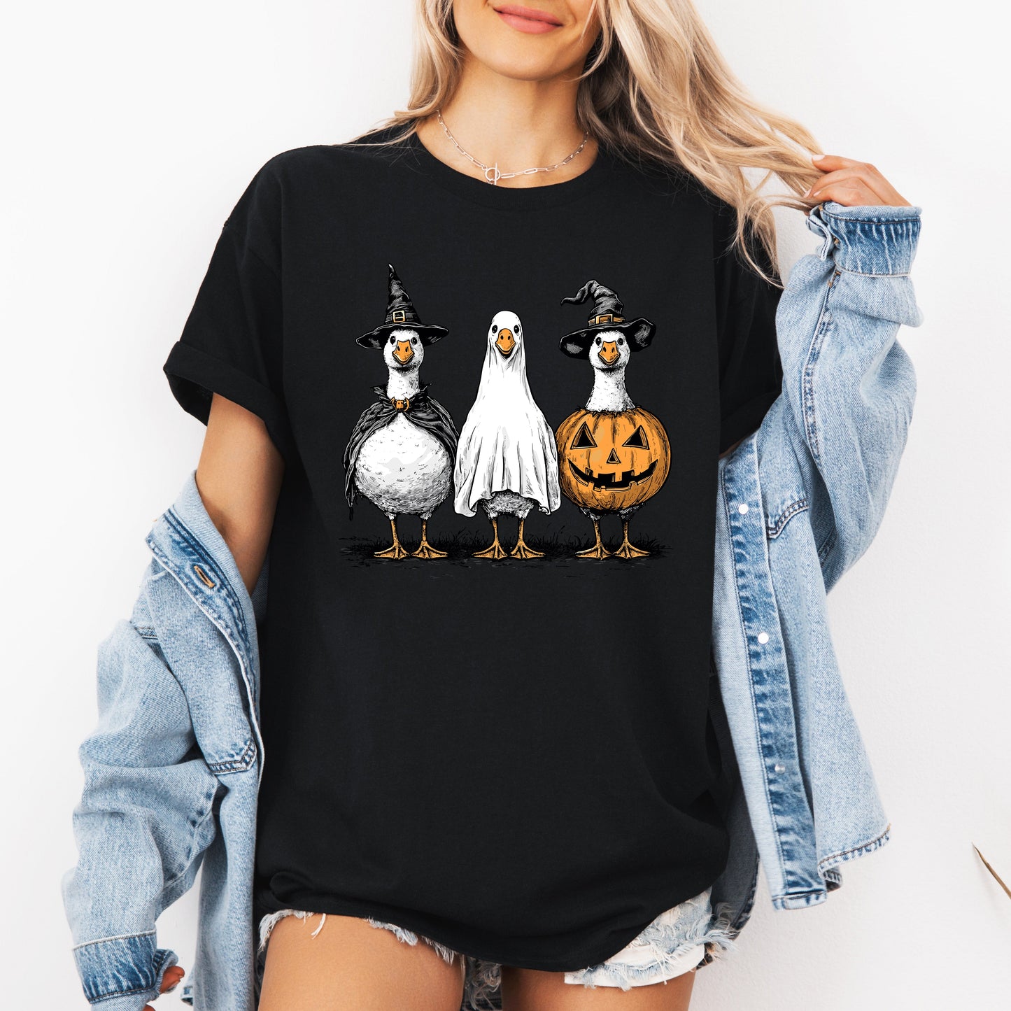 Cute Halloween Geese Funny T-shirt Refinery Number One