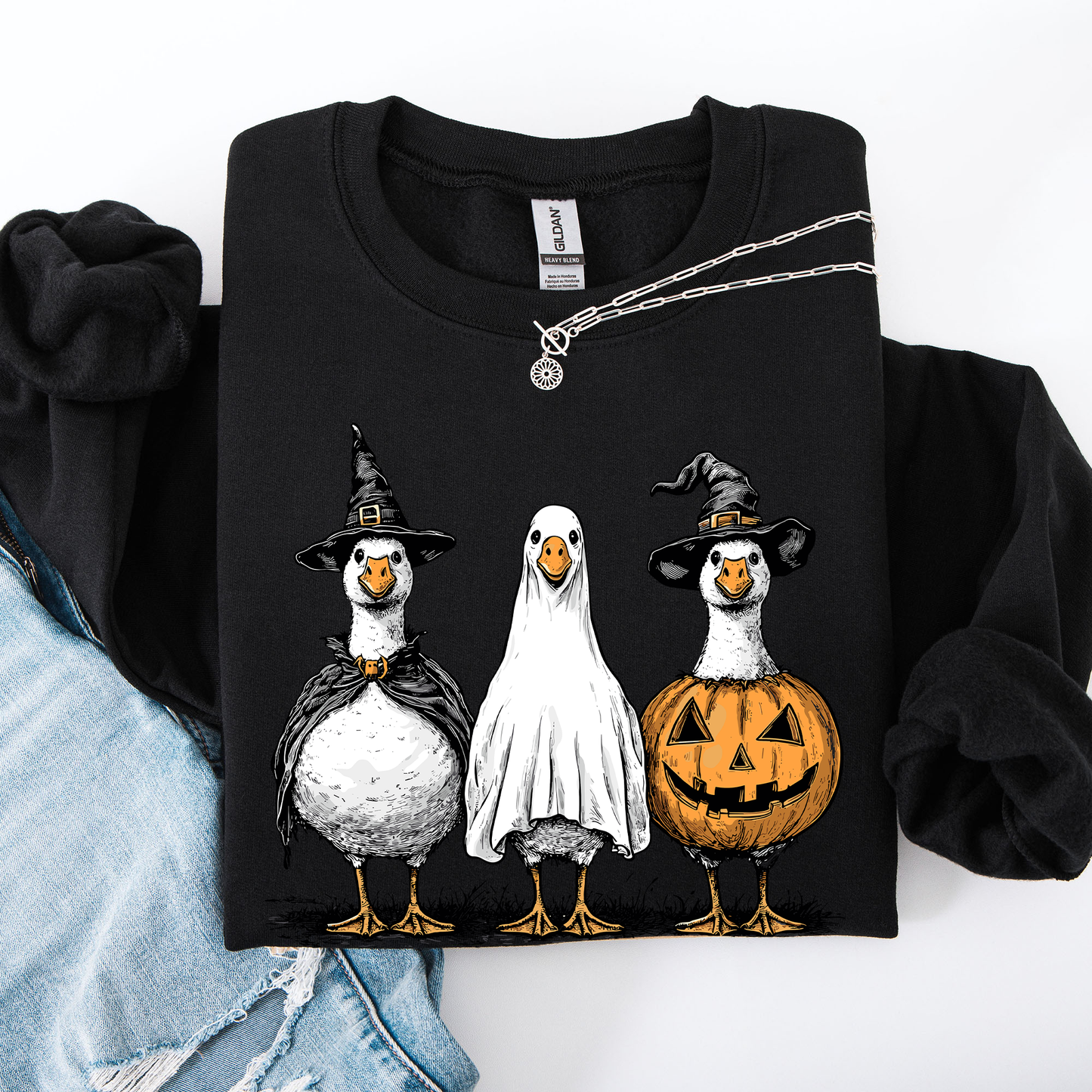 Cute Halloween Geese Funny Sweatshirt Refinery Number One