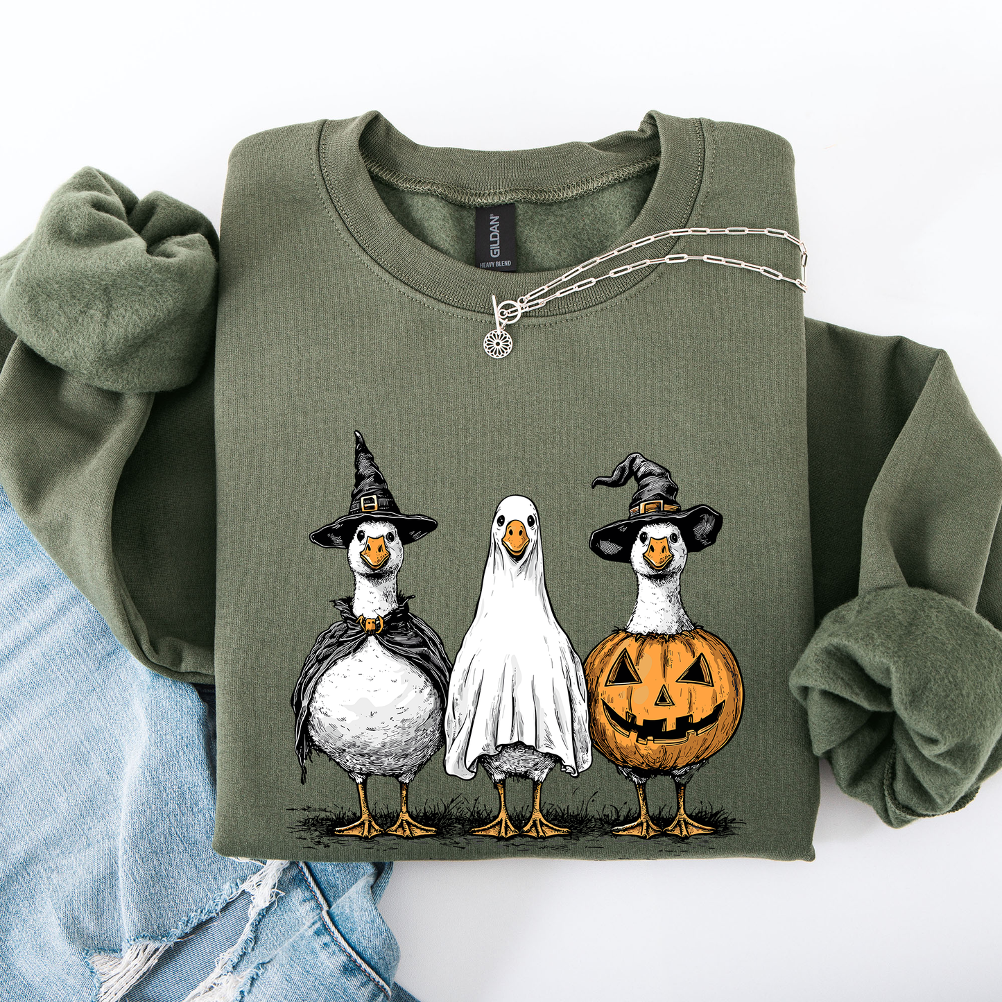 Cute Halloween Geese Funny Sweatshirt Refinery Number One