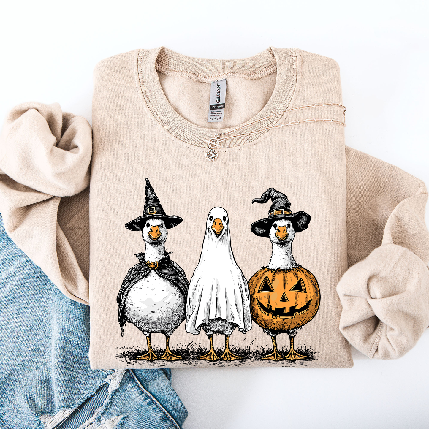 Cute Halloween Geese Funny Sweatshirt Refinery Number One