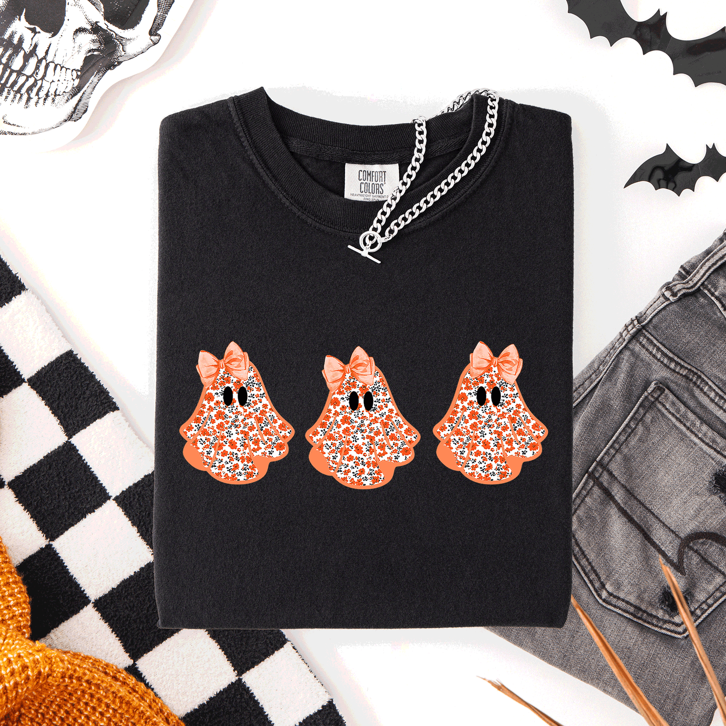 Cute Halloween Ghosts Pattern Comfort Colors T-Shirt Coquette