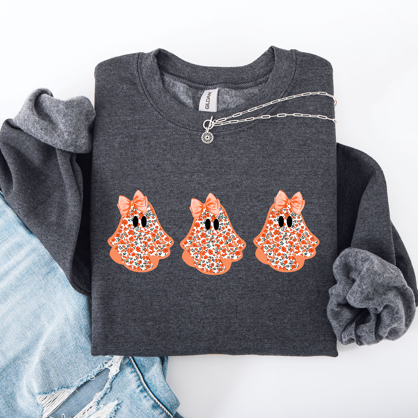 Halloween Ghosts Pattern Coquette Sweatshirt Refinery Number One