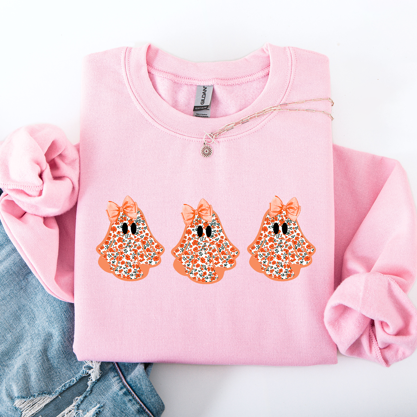 Halloween Ghosts Pattern Coquette Sweatshirt Refinery Number One