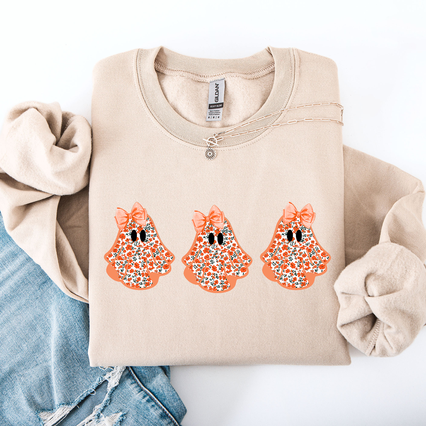 Halloween Ghosts Pattern Coquette Sweatshirt Refinery Number One