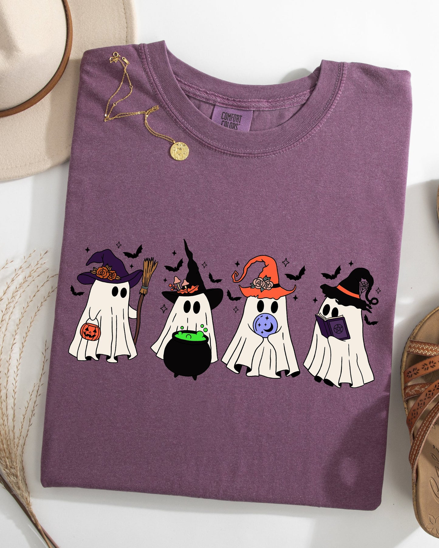 Halloween Ghosts Witches Skeleton Fall Autumn Shirt Comfort Colors T-Shirt