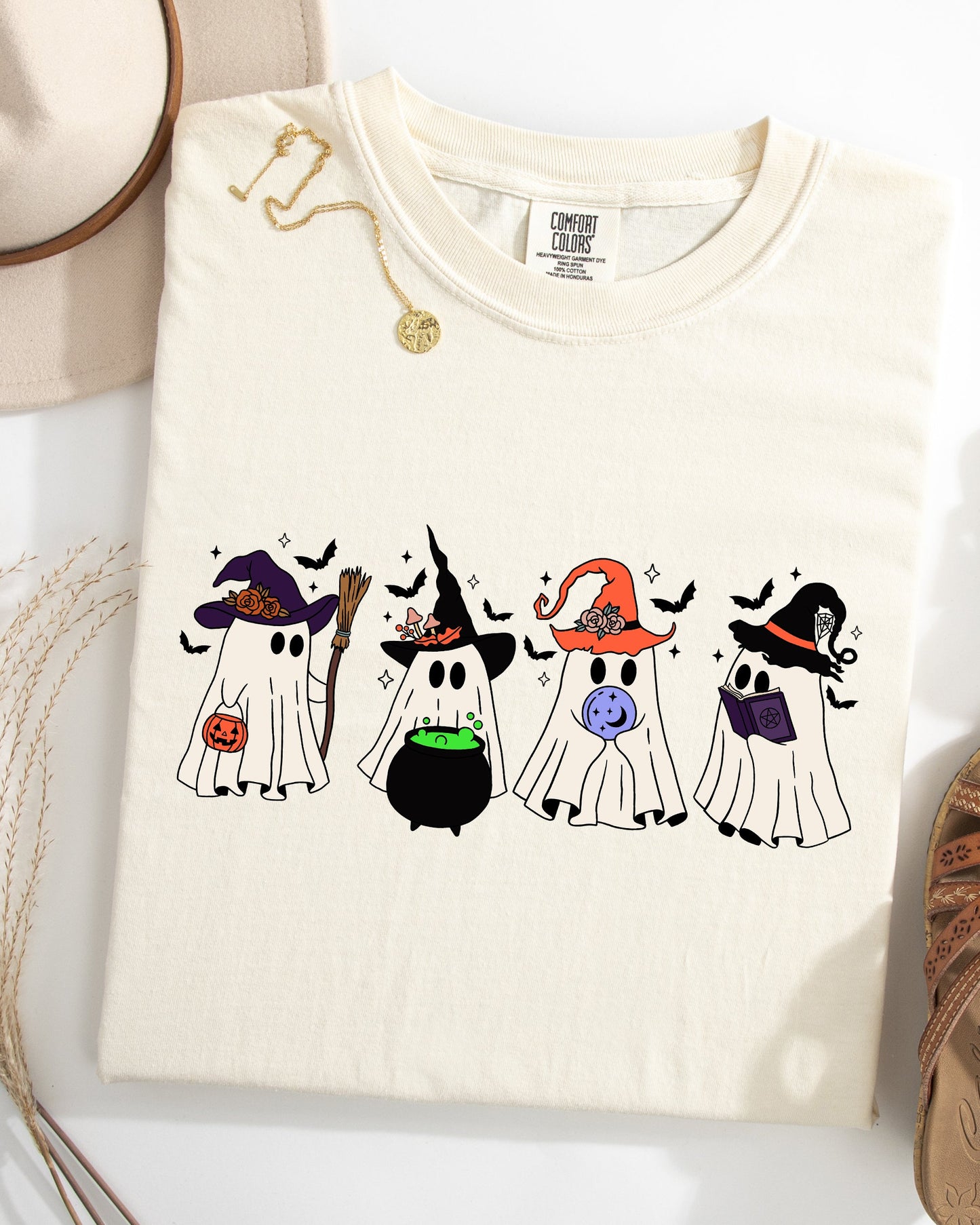 Halloween Ghosts Witches Skeleton Fall Autumn Shirt Comfort Colors T-Shirt