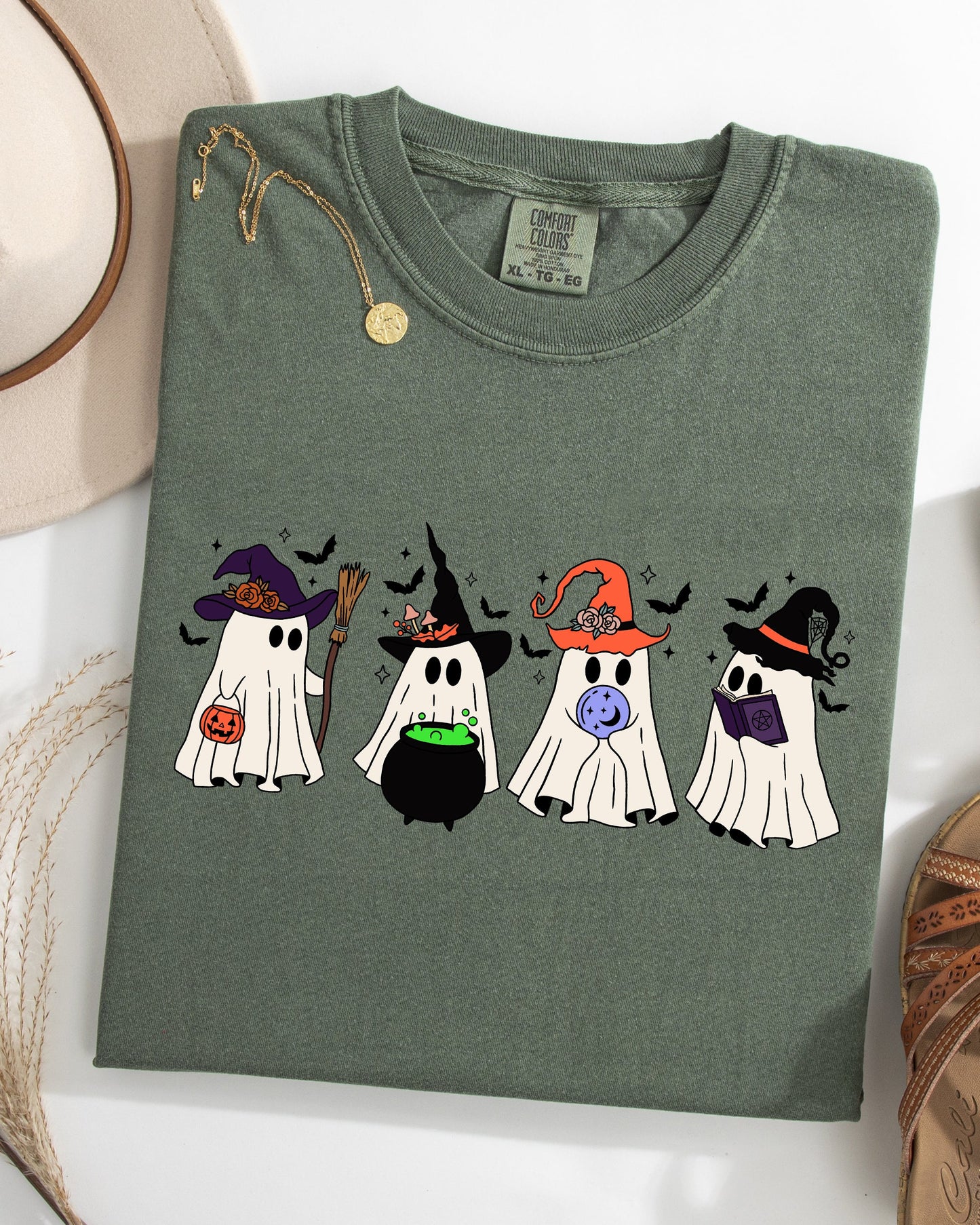 Halloween Ghosts Witches Skeleton Fall Autumn Shirt Comfort Colors T-Shirt