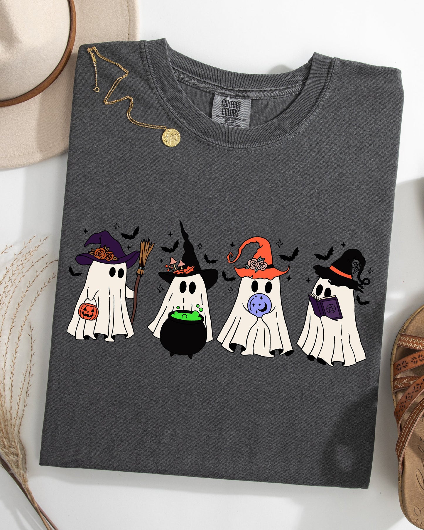Halloween Ghosts Witches Skeleton Fall Autumn Shirt Comfort Colors T-Shirt
