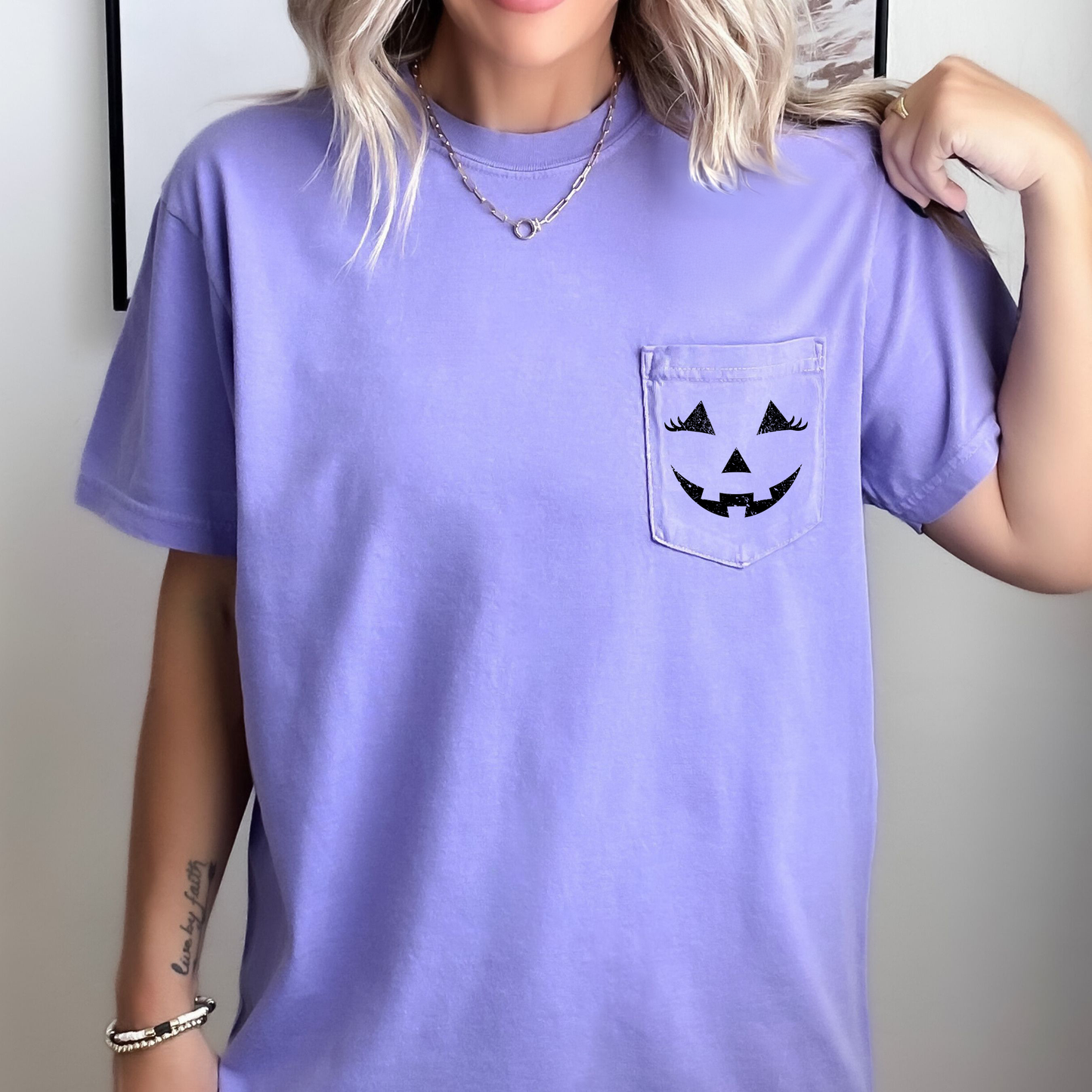 Cute Jack o Lantern Halloween Pocket Comfort Colors T-Shirt Refinery Number One