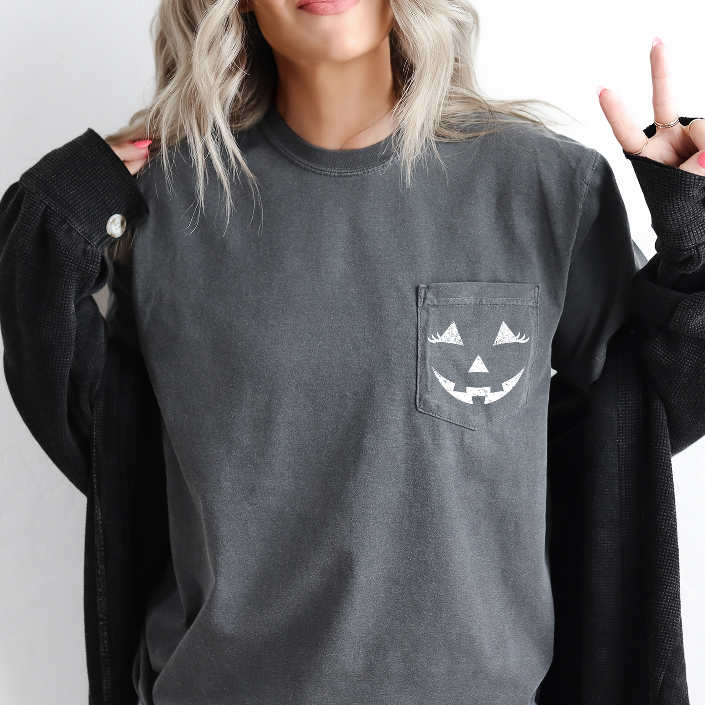 Cute Jack o Lantern Halloween Pocket Comfort Colors T-Shirt Refinery Number One