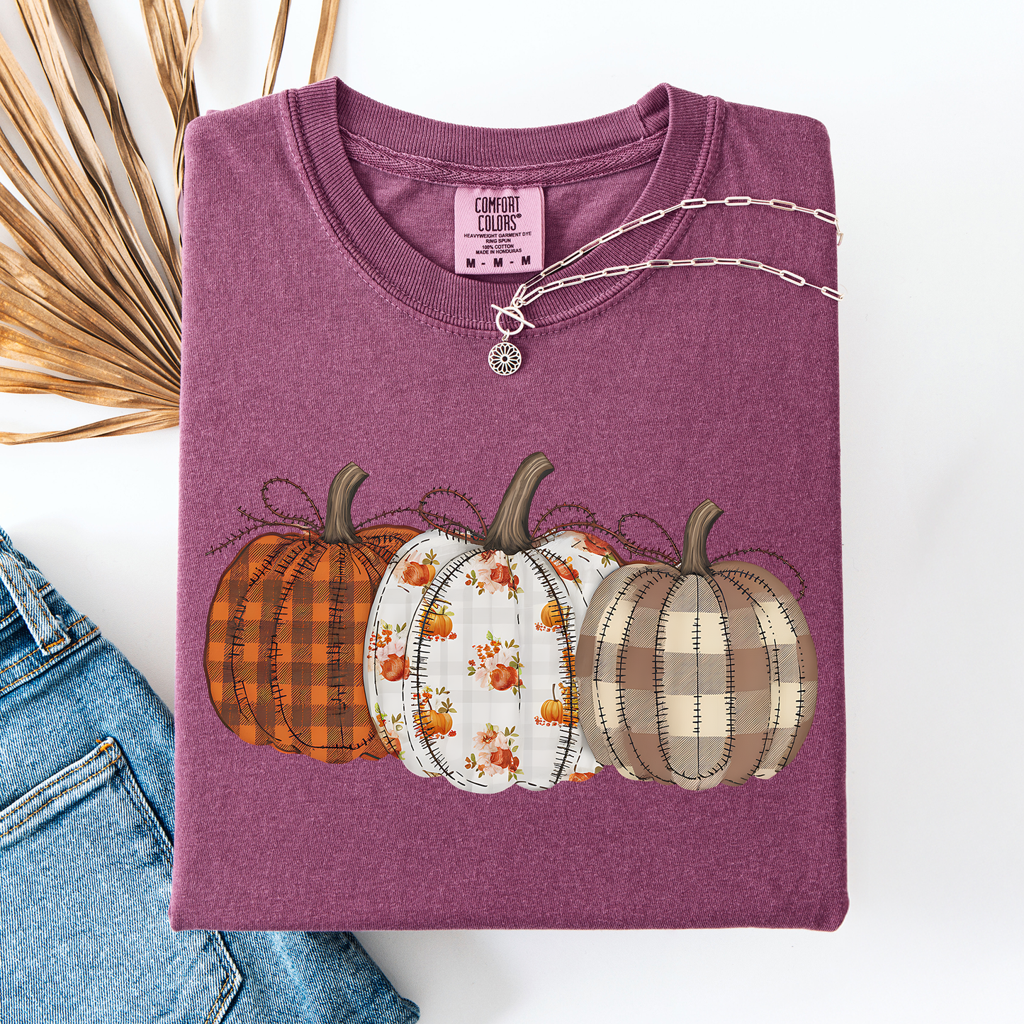 Cute Patterned Pumpkins Plaid Comfort Colors T-Shirt Refinery Number One