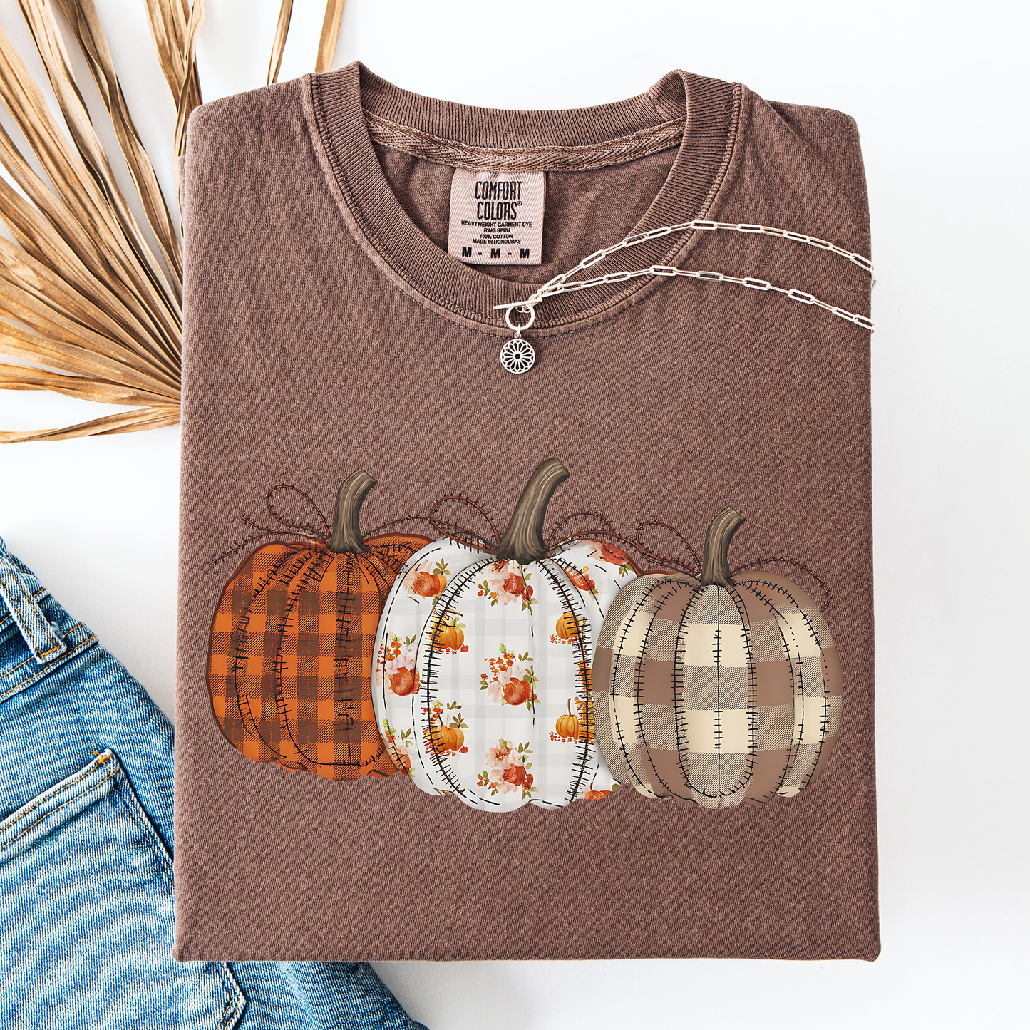 Cute Patterned Pumpkins Plaid Comfort Colors T-Shirt Refinery Number One
