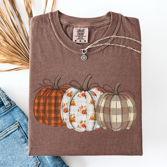 Cute Patterned Pumpkins Plaid Comfort Colors T-Shirt Refinery Number One