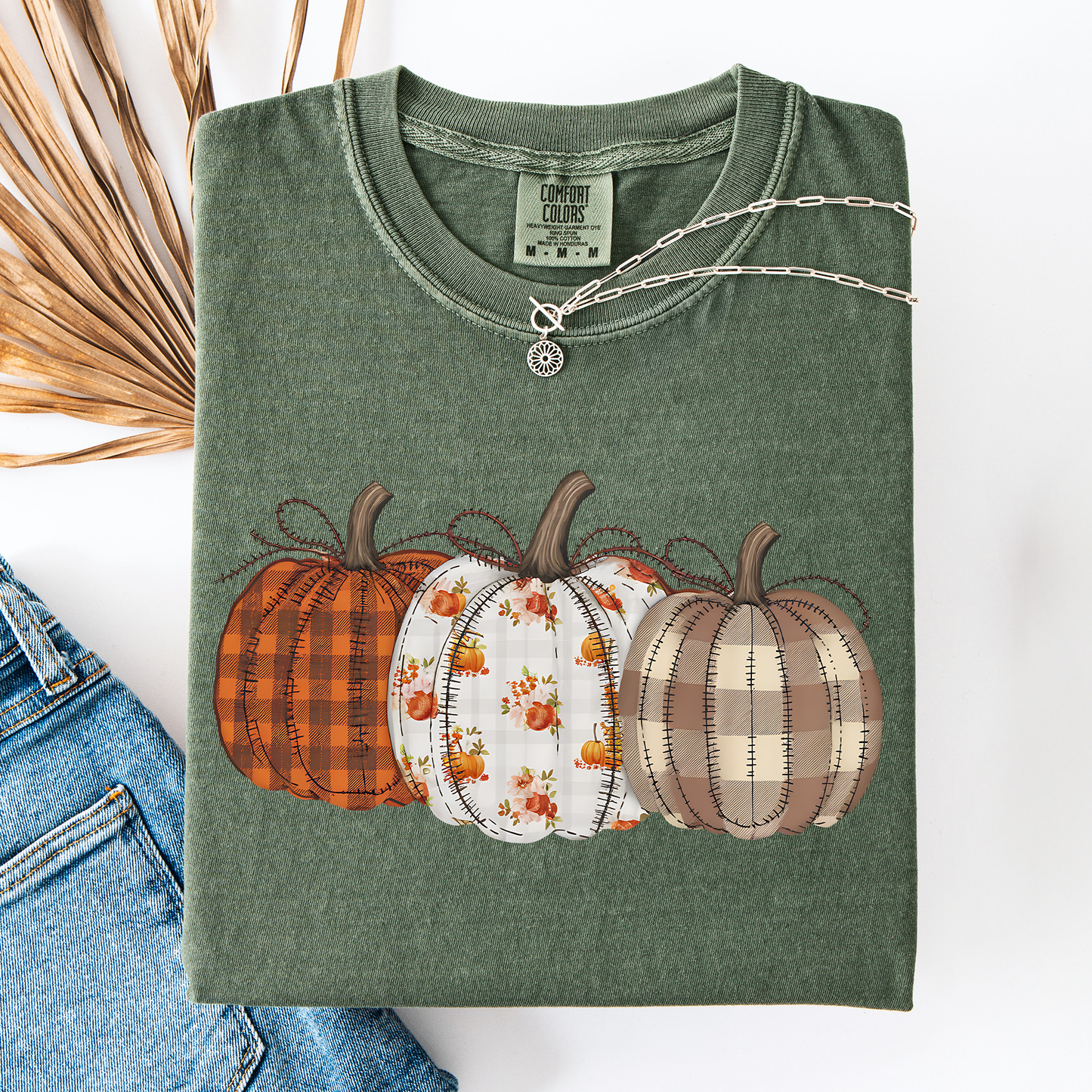 Cute Patterned Pumpkins Plaid Comfort Colors T-Shirt Refinery Number One