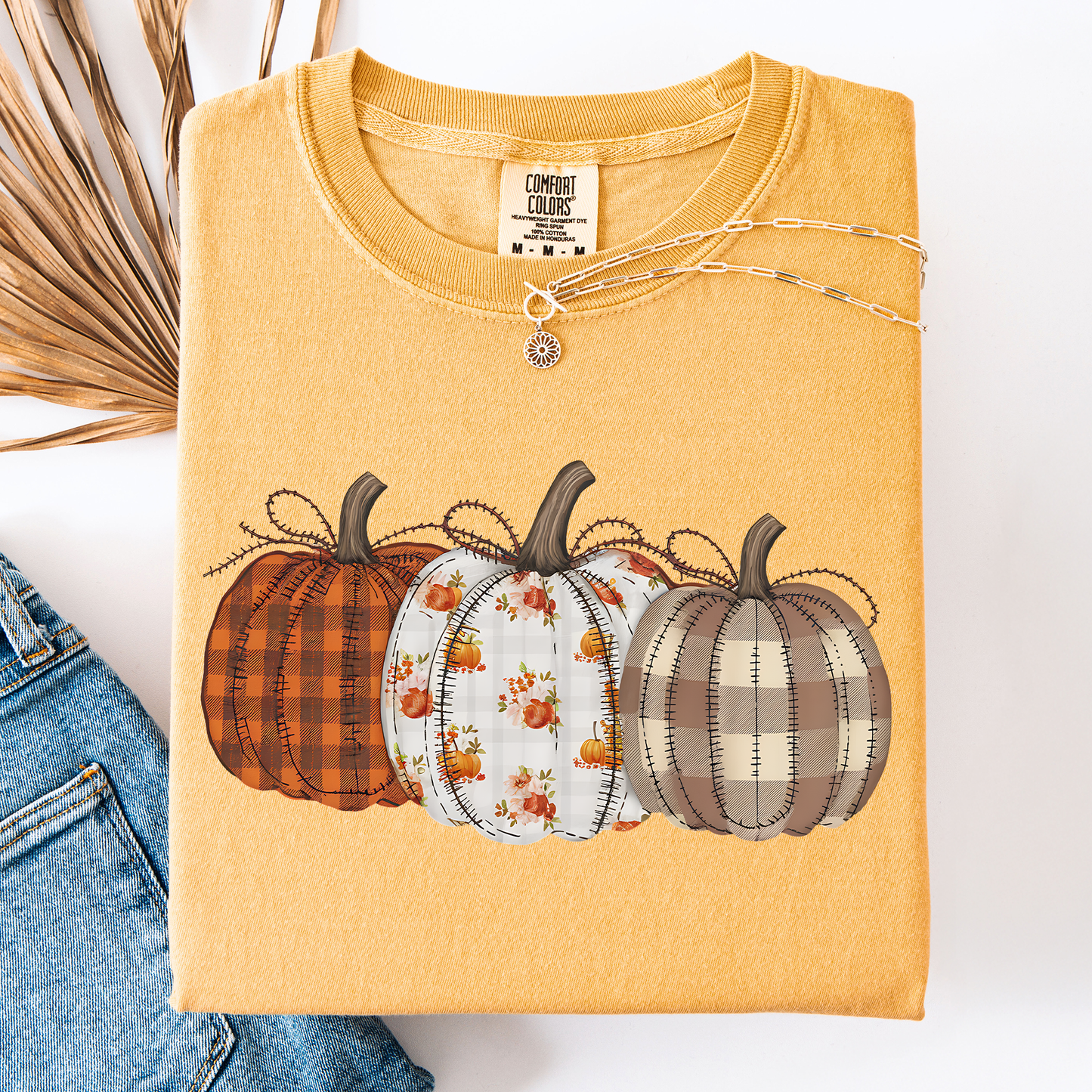 Cute Patterned Pumpkins Plaid Comfort Colors T-Shirt Refinery Number One