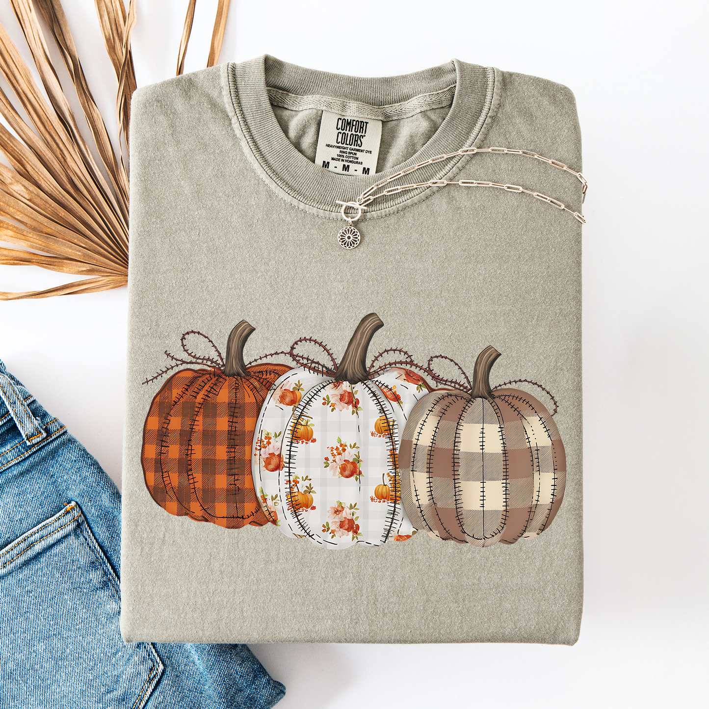 Cute Patterned Pumpkins Plaid Comfort Colors T-Shirt Refinery Number One
