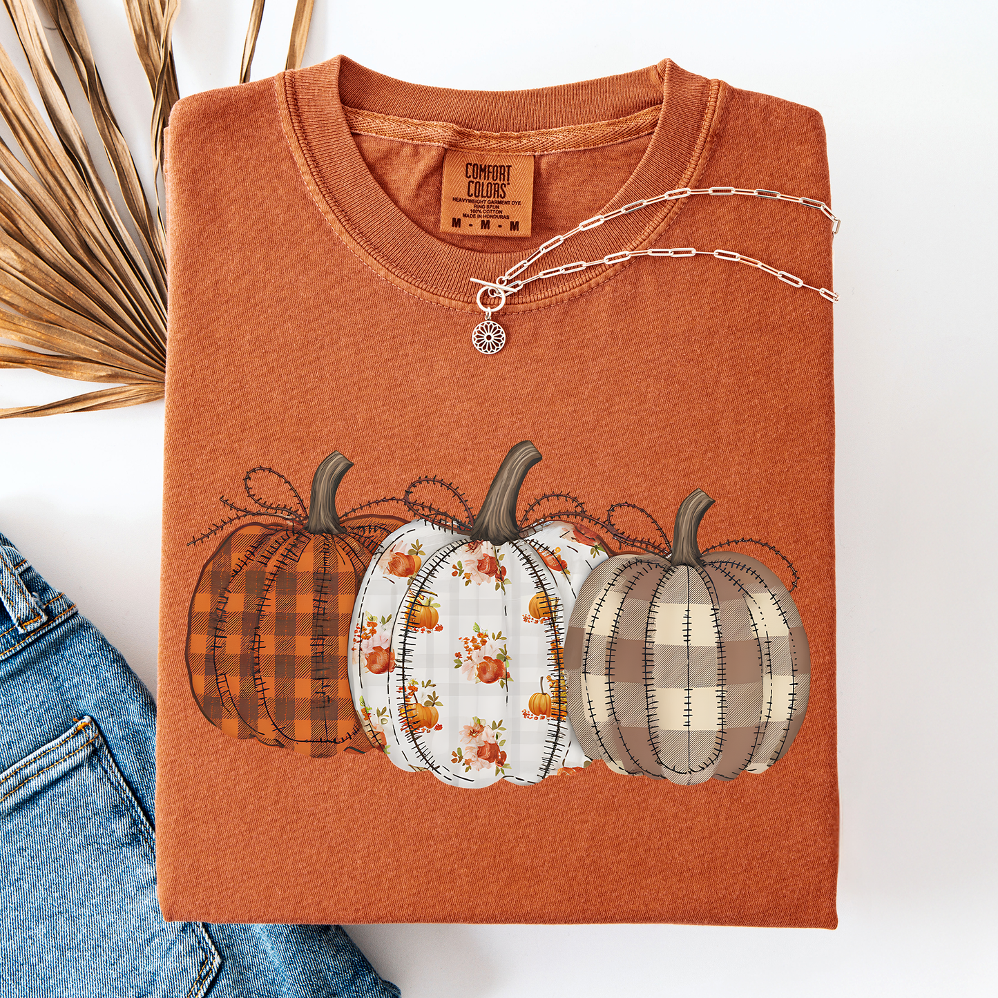 Cute Patterned Pumpkins Plaid Comfort Colors T-Shirt Refinery Number One